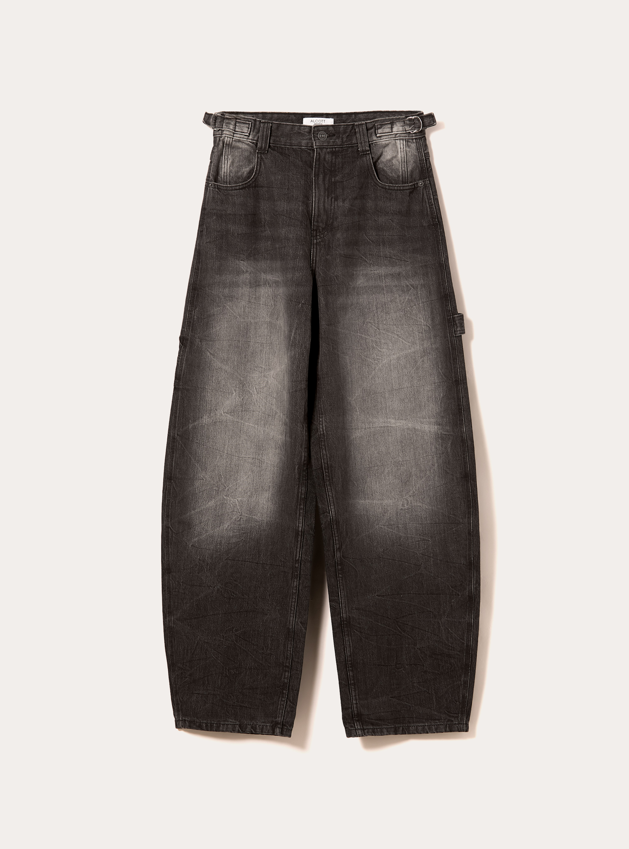 Jeans balloon carpenter con vita regolabile, D000 BLACK