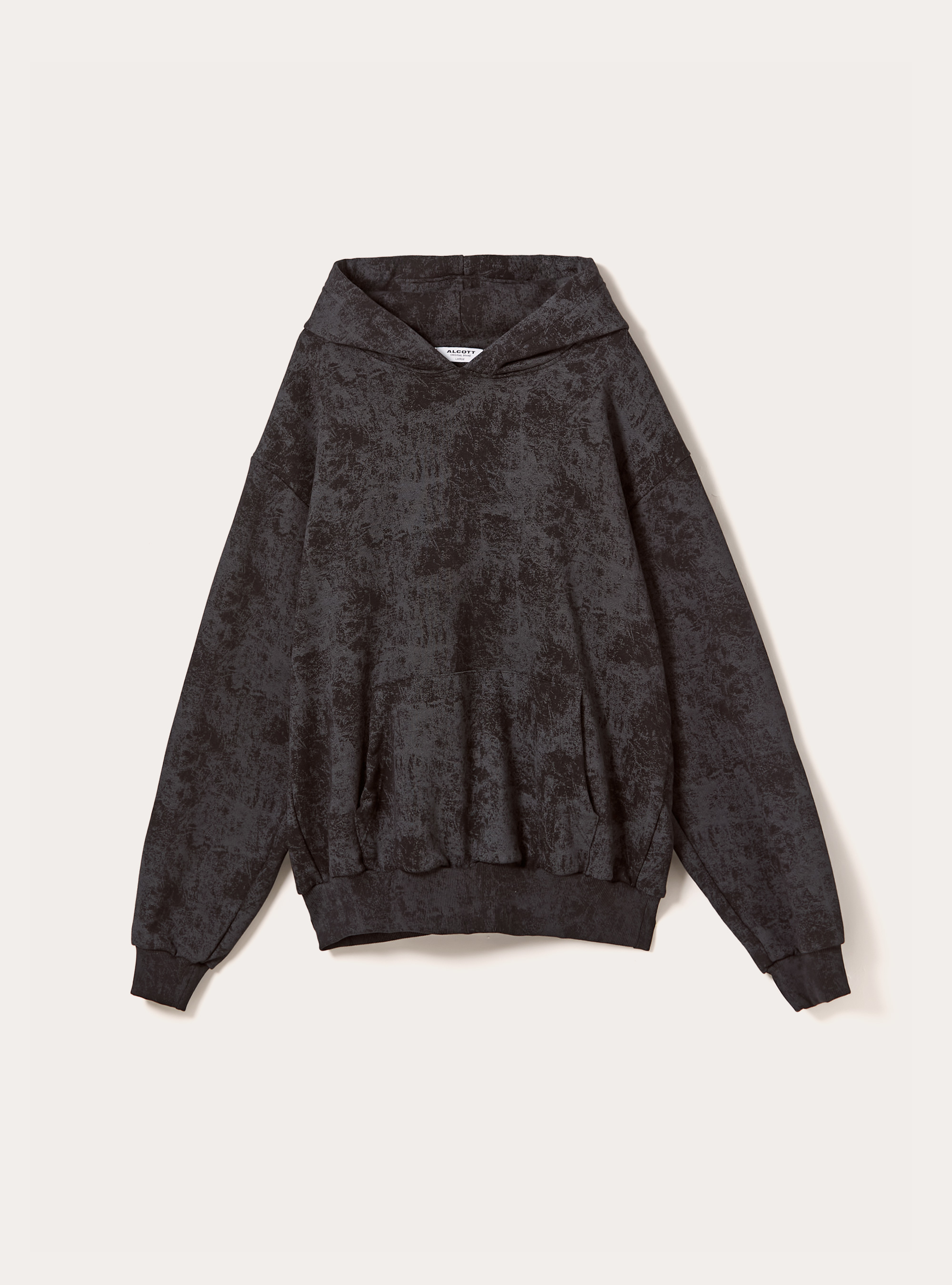 Sudadera boxy fit jaspeada, BK1 BLACK