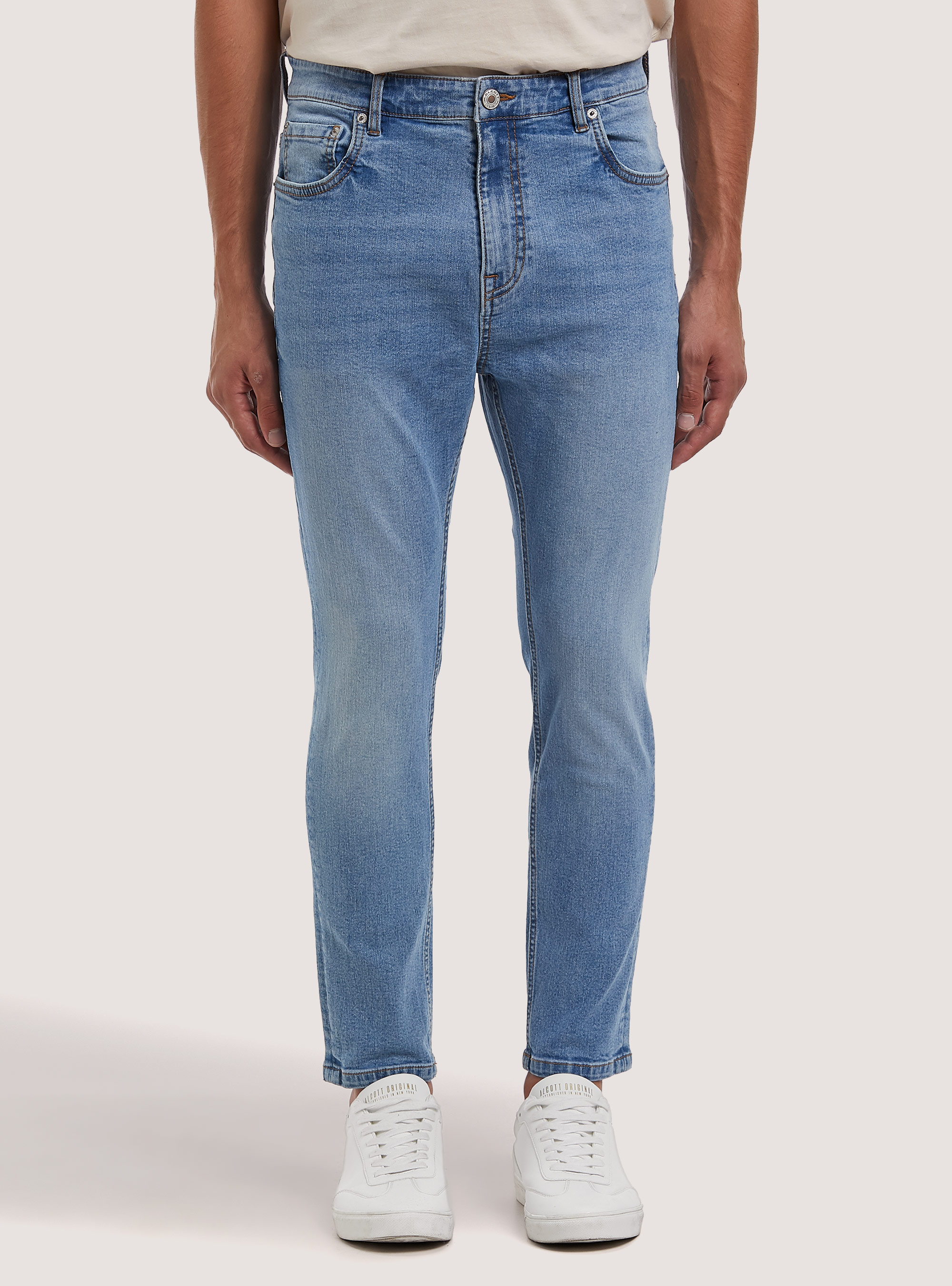 Stretch denim carrot fit jeans, D007 LIGHT AZURE