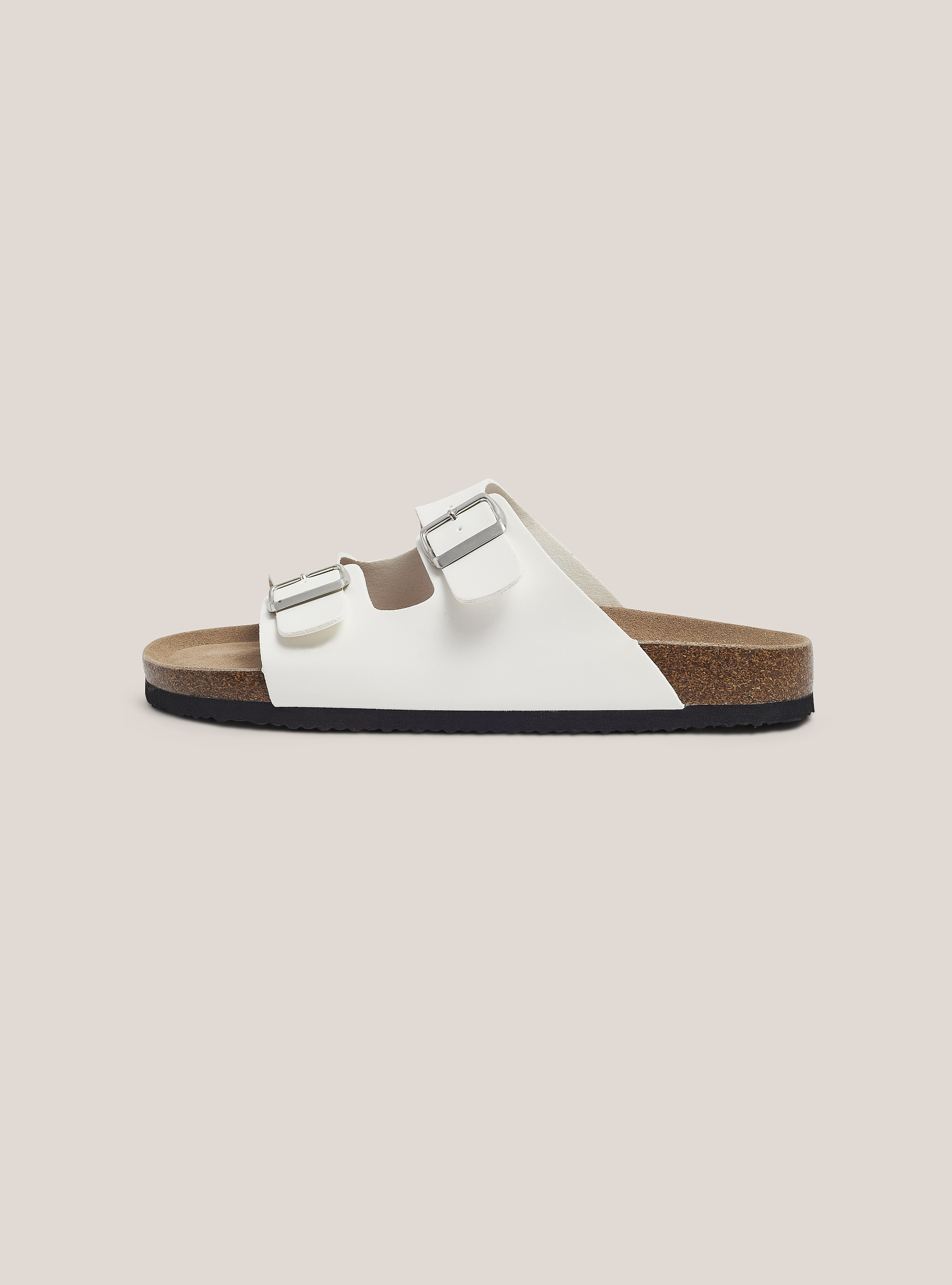 Imitation leather sandal with suede sole, WHITE