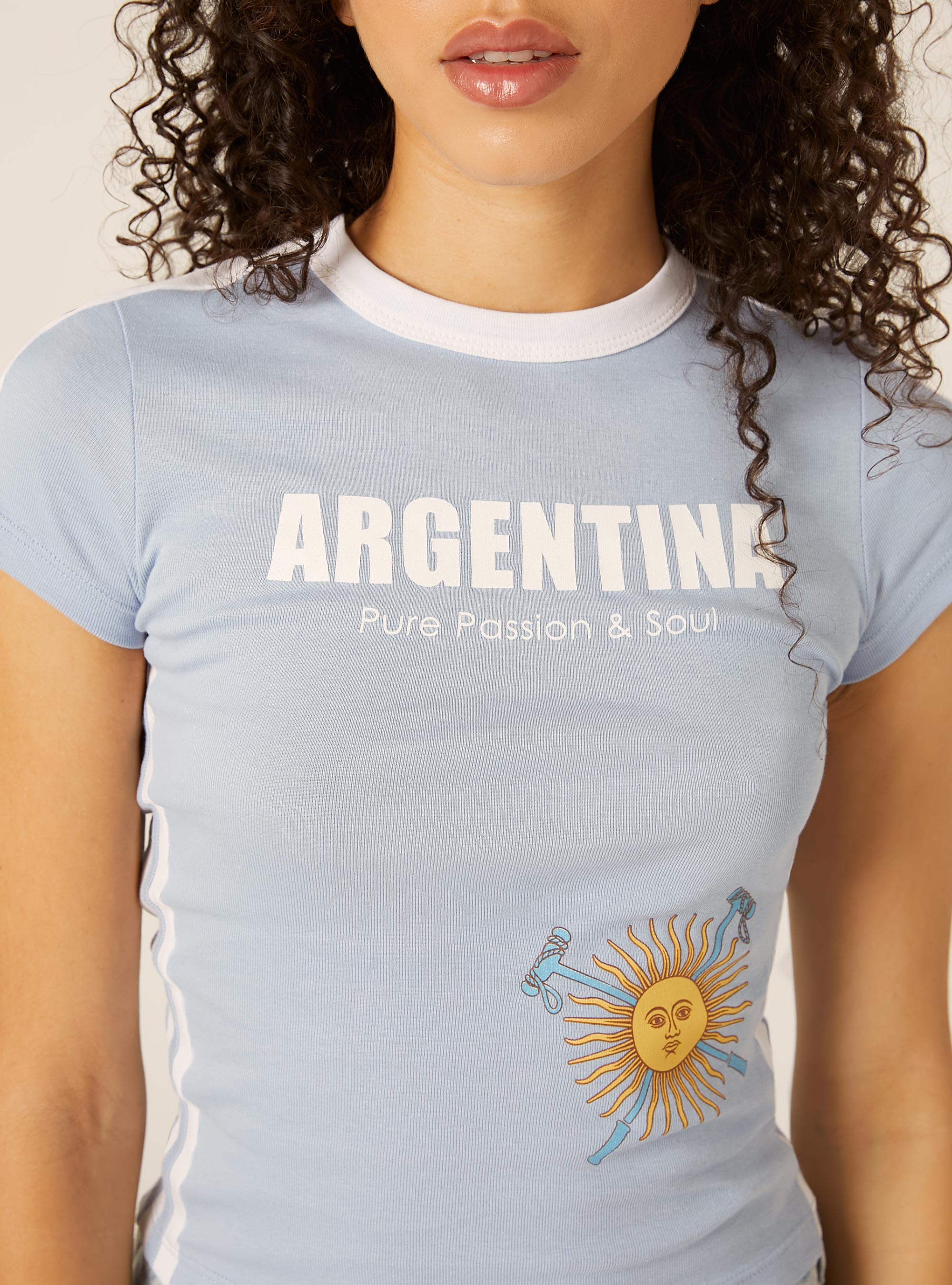 T-shirt slim fit mondiali, AZ2 AZURE MEDIUM