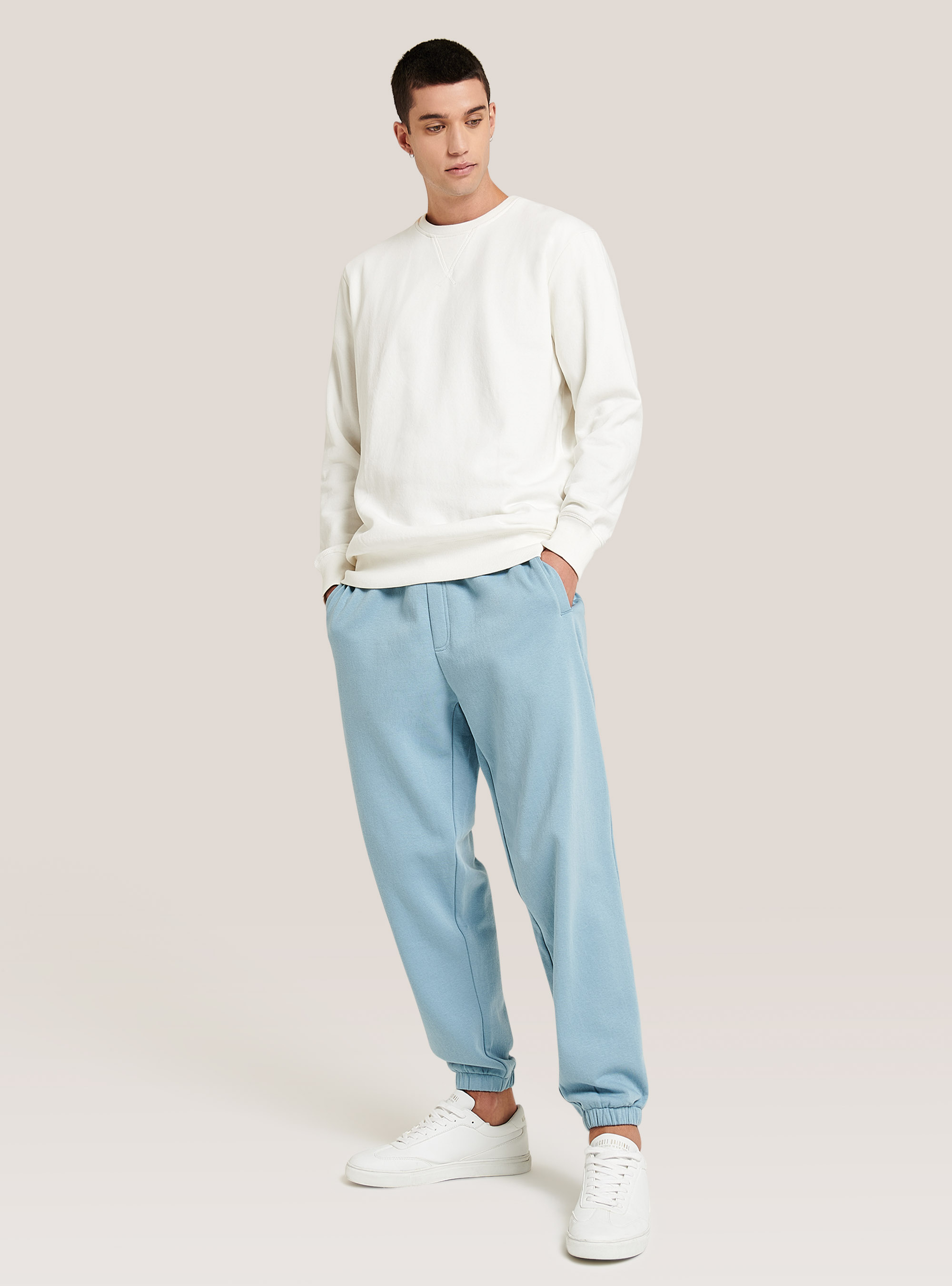Basic cotton jogger trousers, C176 AZZURRE