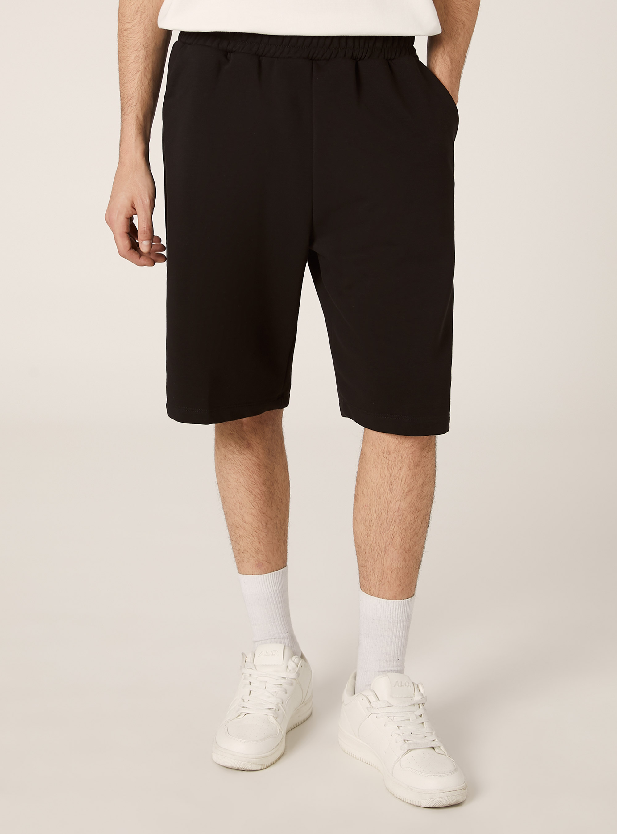 Bermuda loose fit in cotone, BK1 BLACK