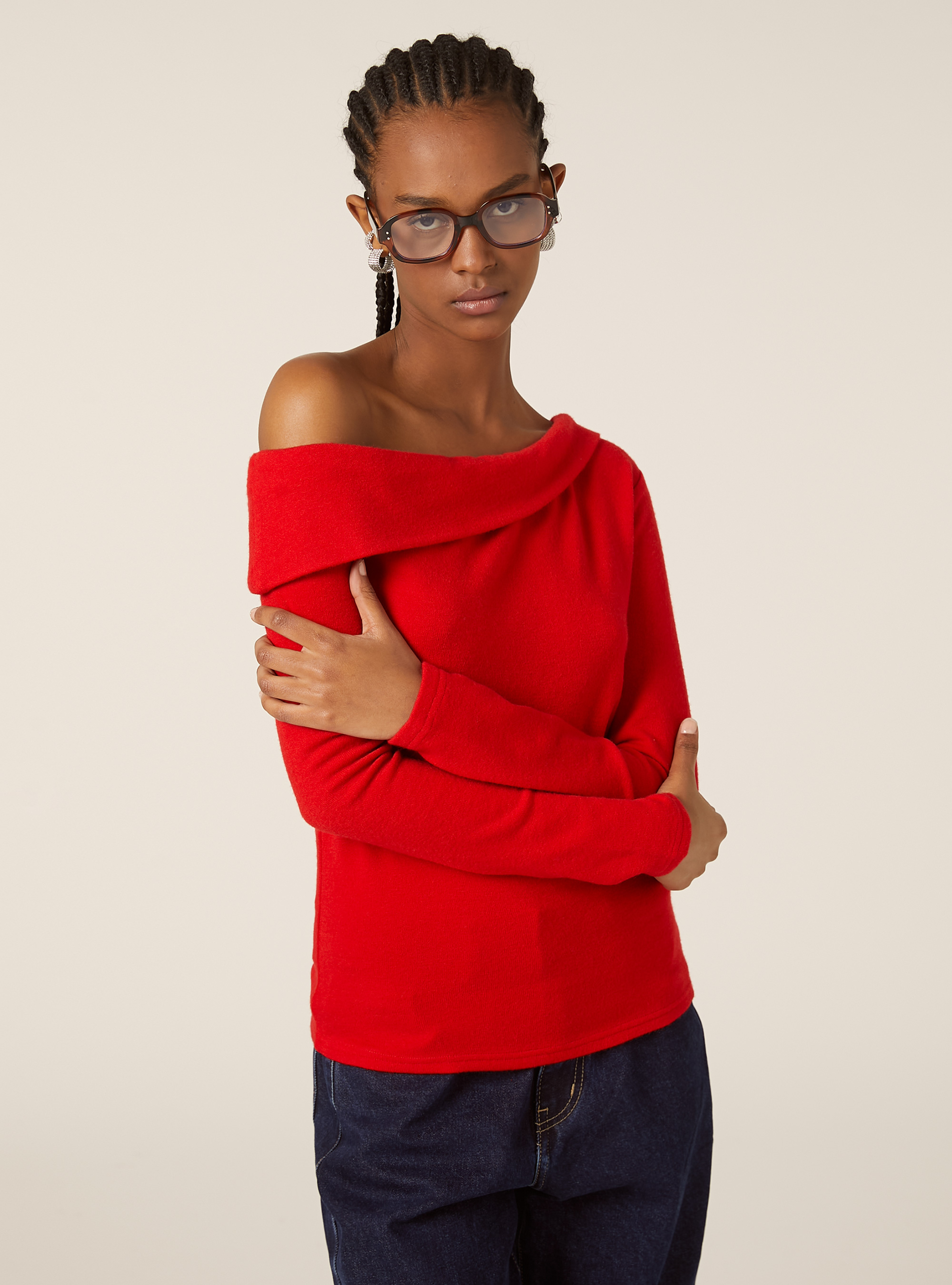 Maglia scollo bardot, BO2 BORDEAUX MEDIUM