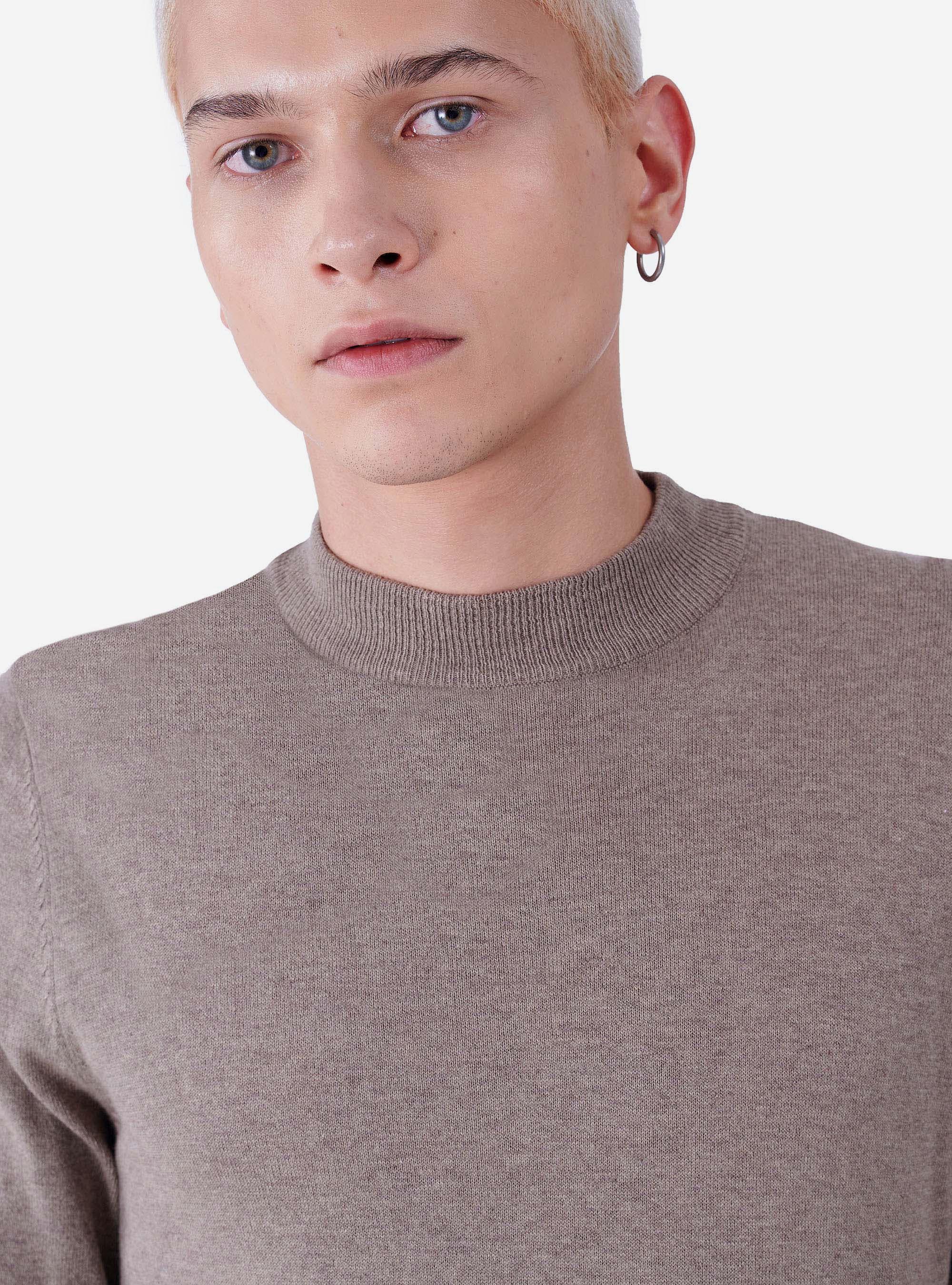 Pull col montant, C571 LIGHT BROWN