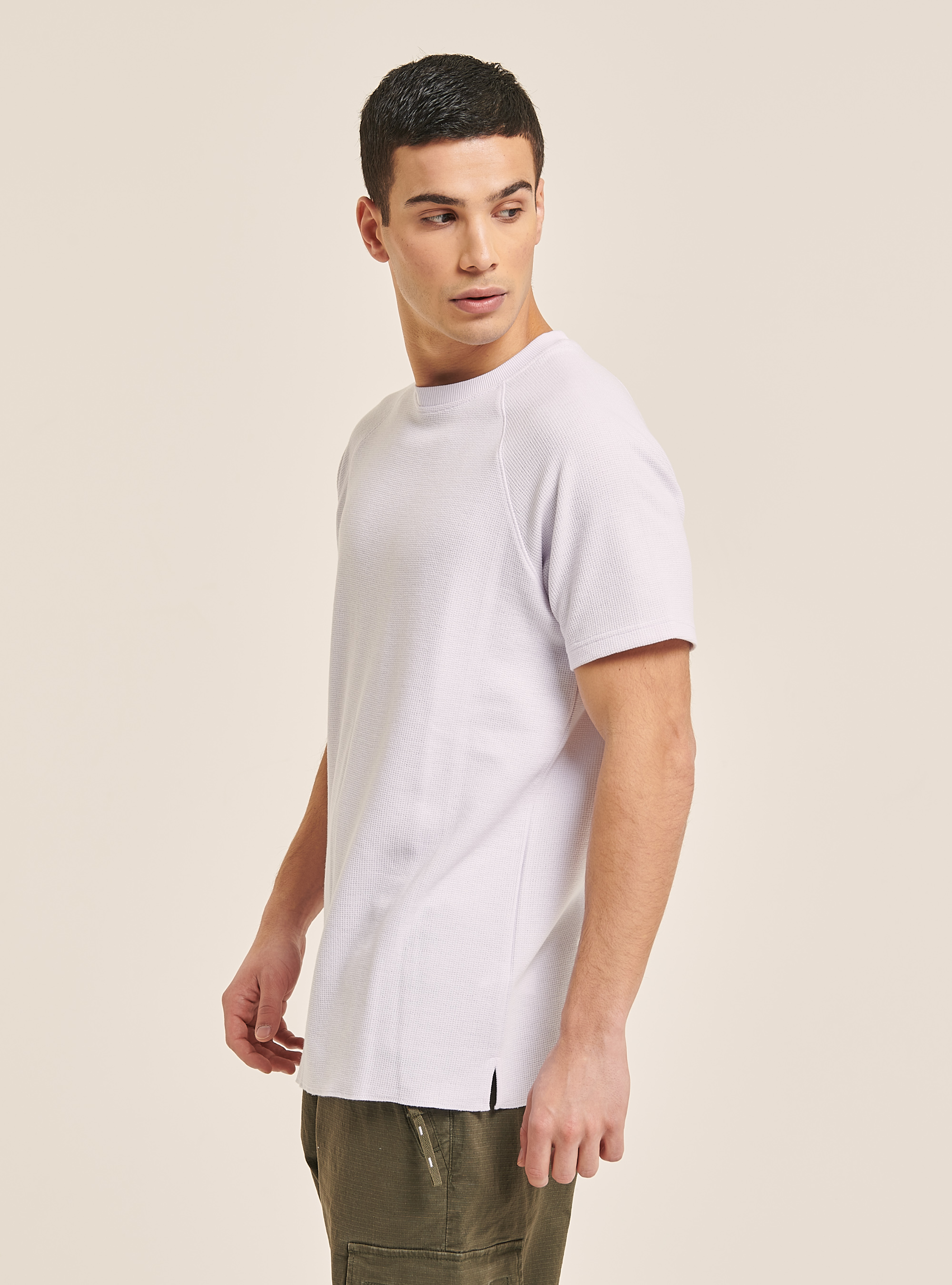 Textured cotton T-shirt, WH3 WHITE