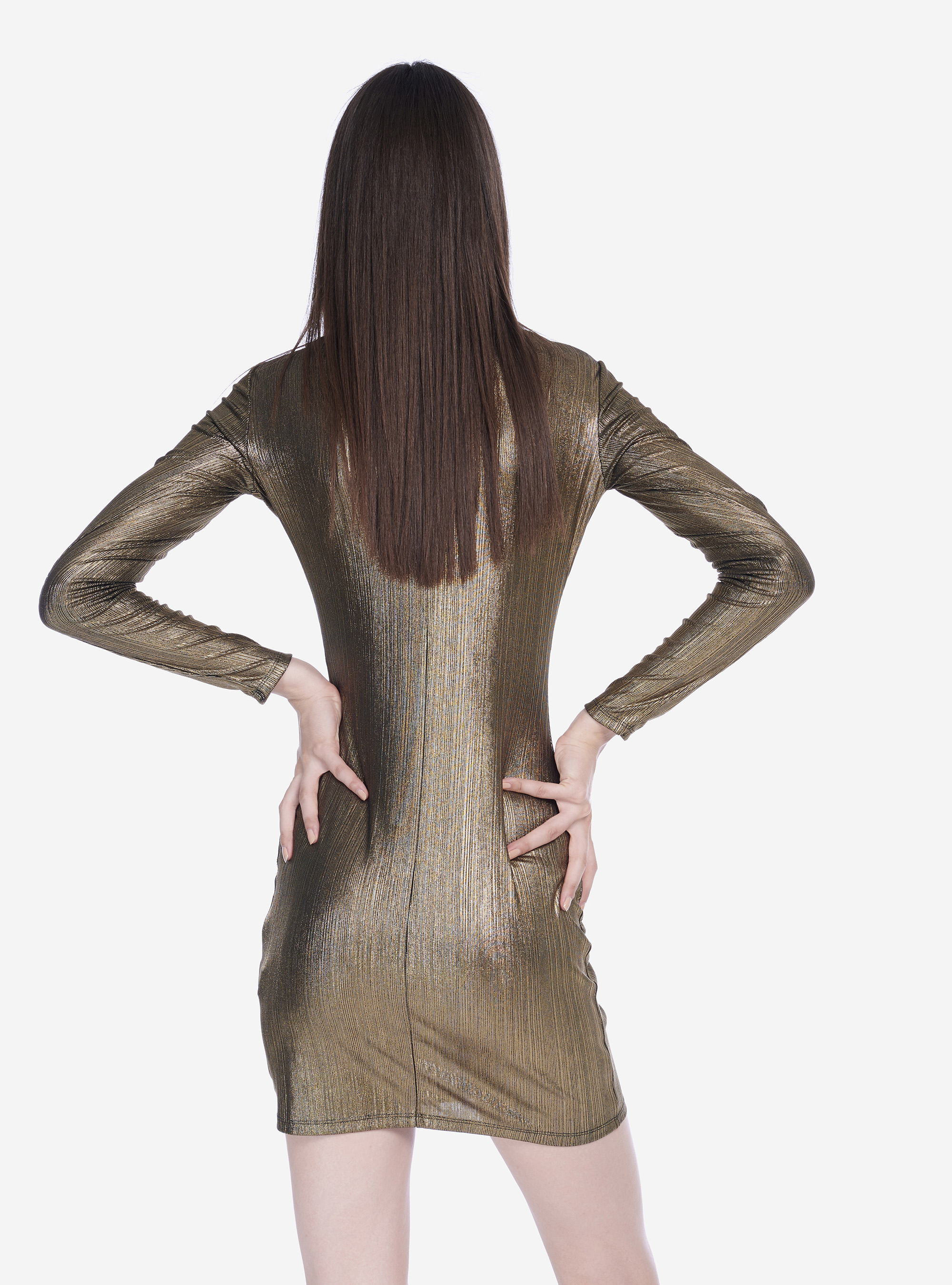 LAMINATED DRESS, GOLD