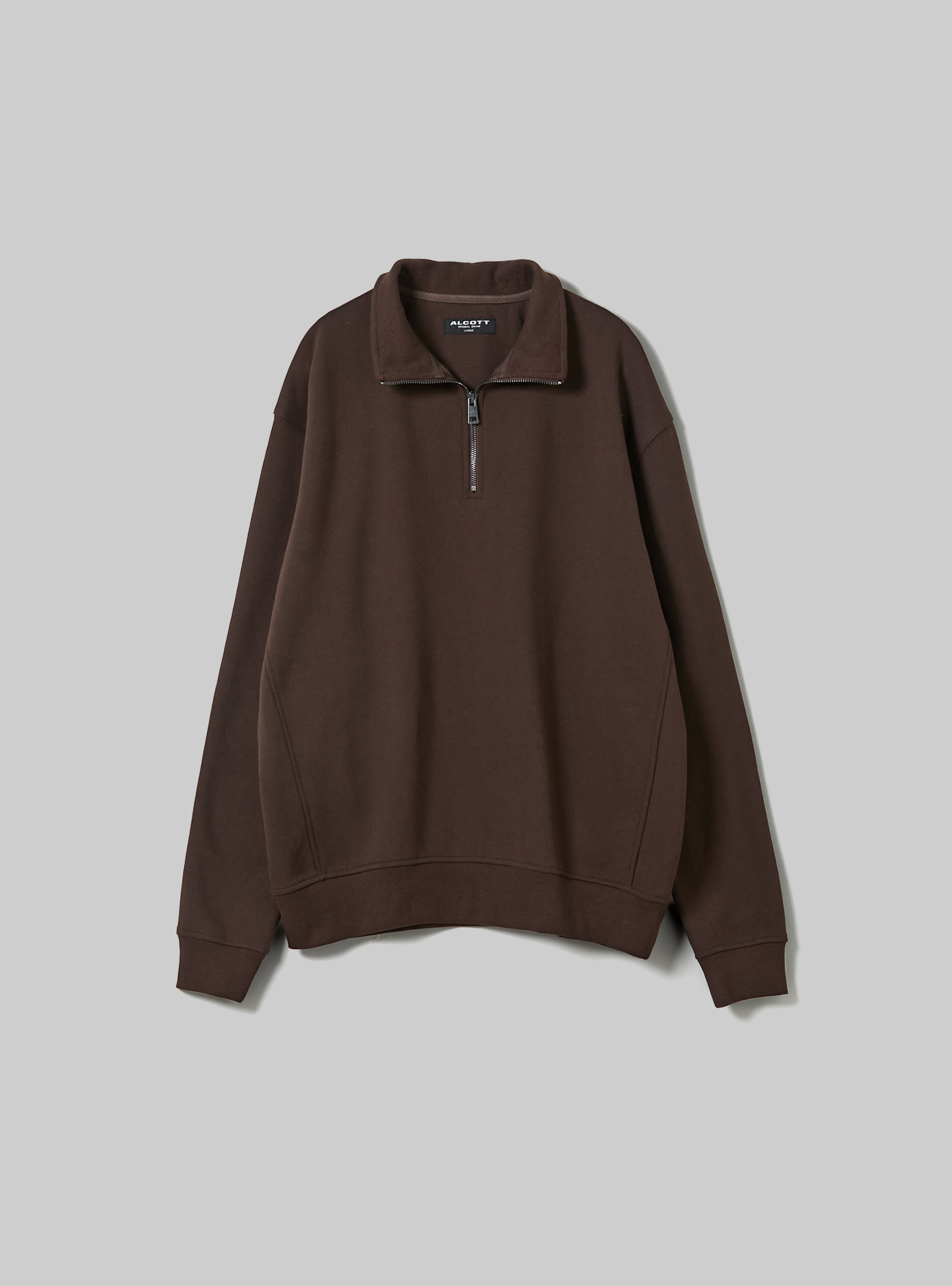 Plain-coloured half-neck sweatshirt, BR1 BROWN DARK