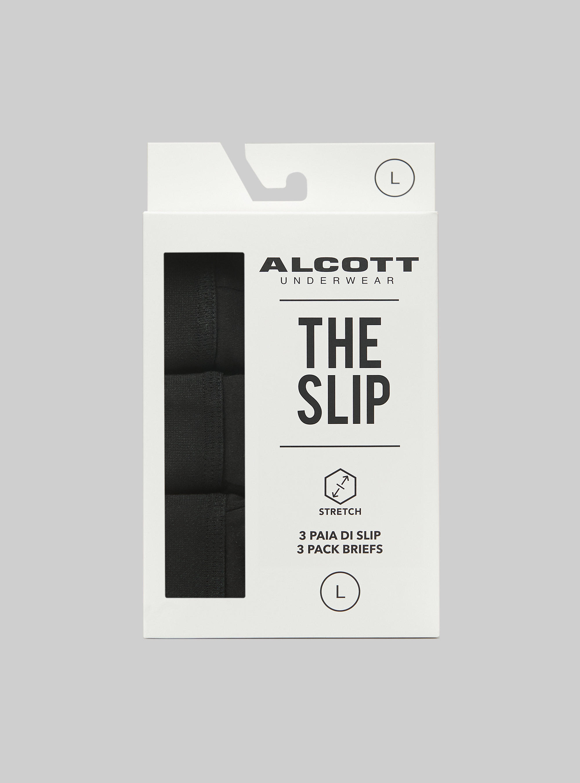 Set of 3 stretch cotton briefs, BK1 BLACK