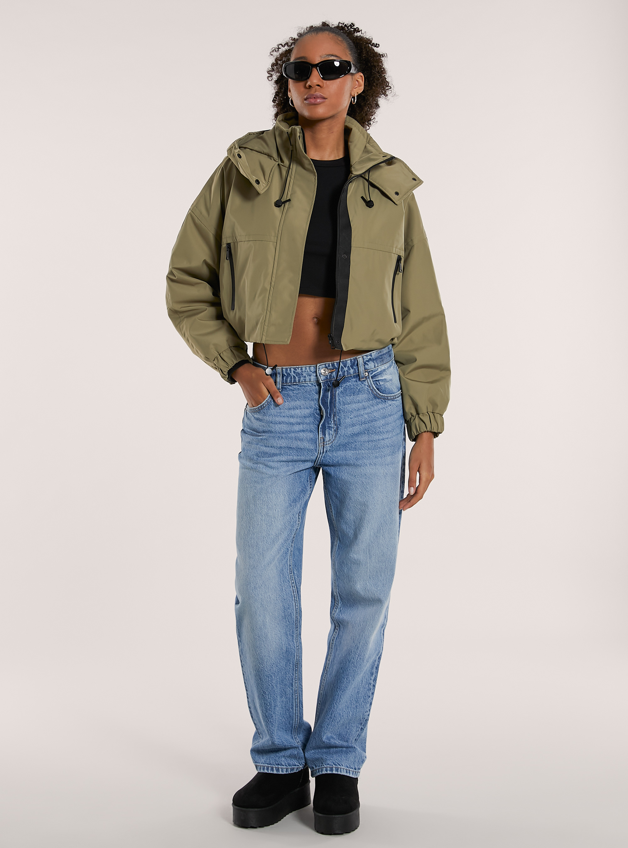 Lightweight cropped padded jacket, KY2 KAKY MEDIUM