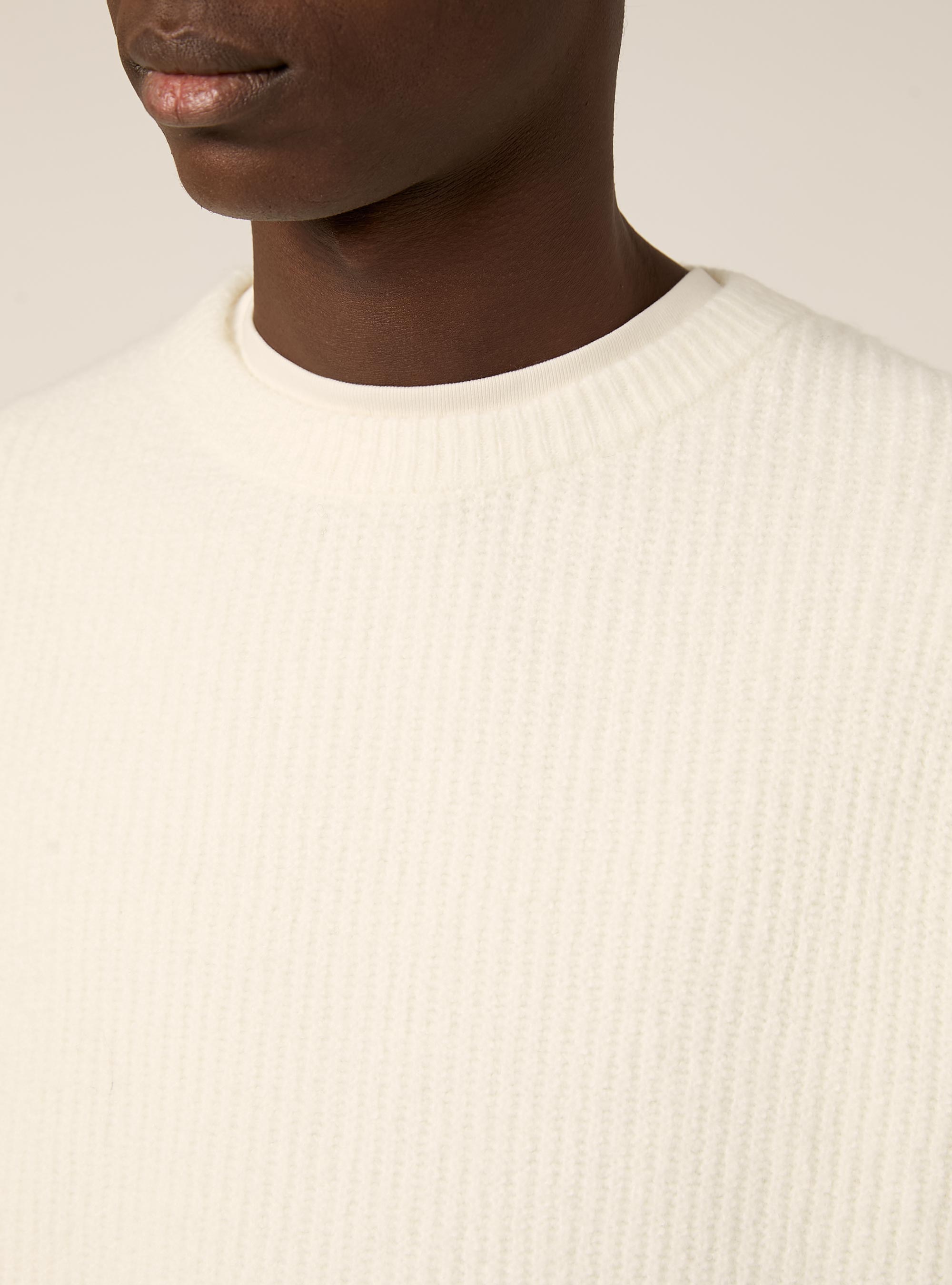 English ribbed crew neck jumper, WH2 WHITE
