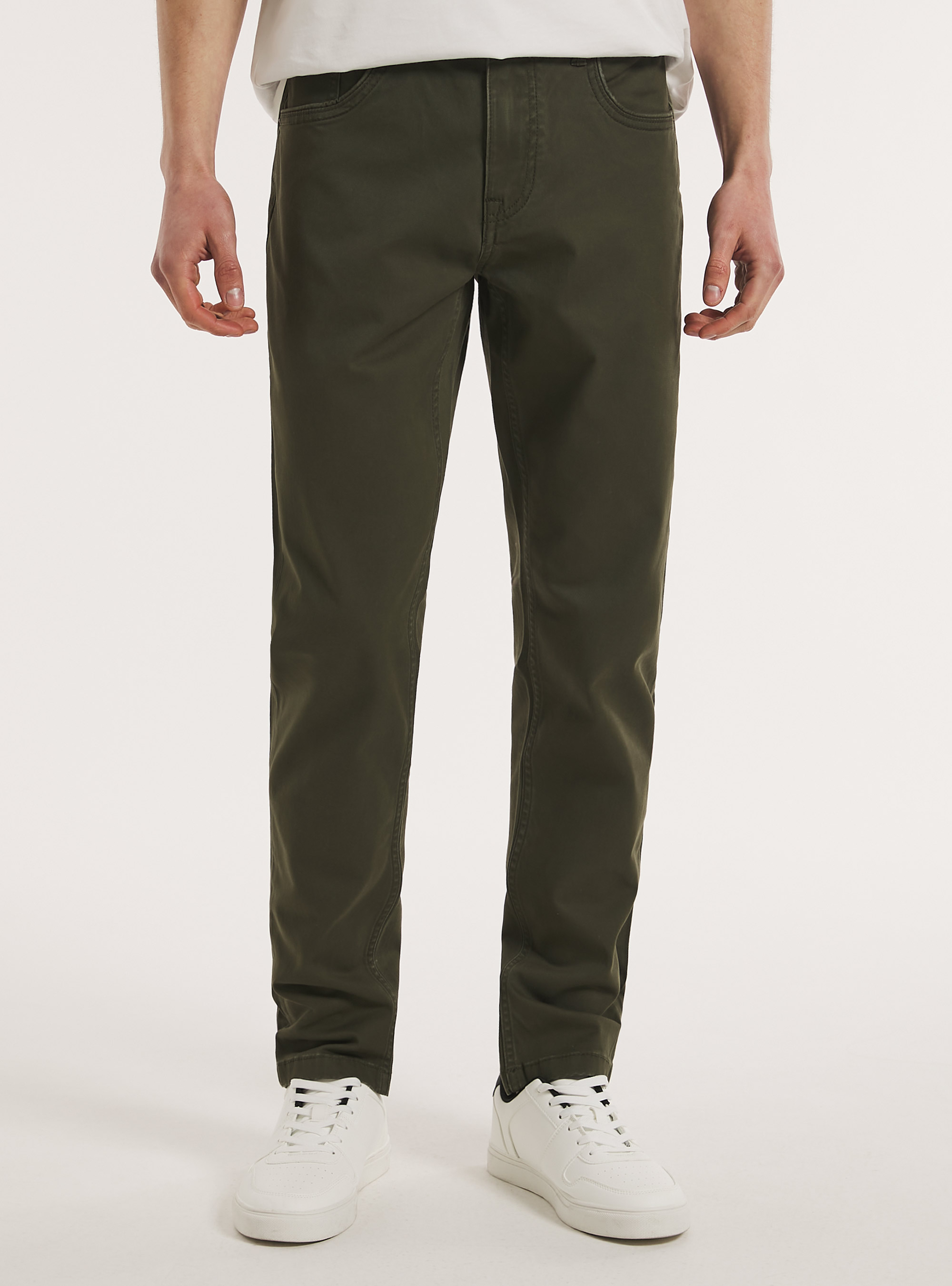 Skinny fit cotton trousers, KY2 KAKY MEDIUM