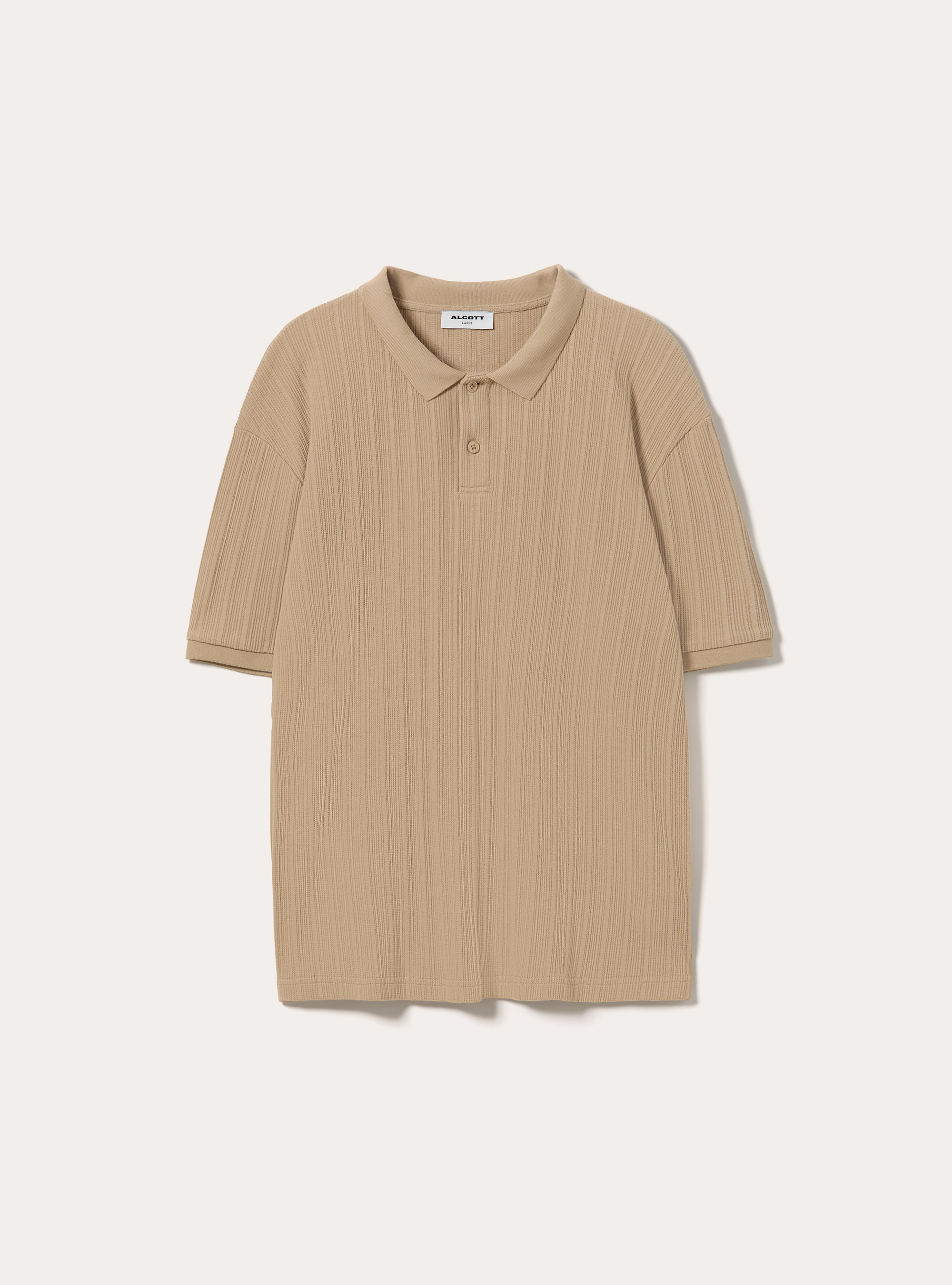Polo en Jersey Structur&eacute; Coupe Regular Fit, BG2 BEIGE MEDIUM