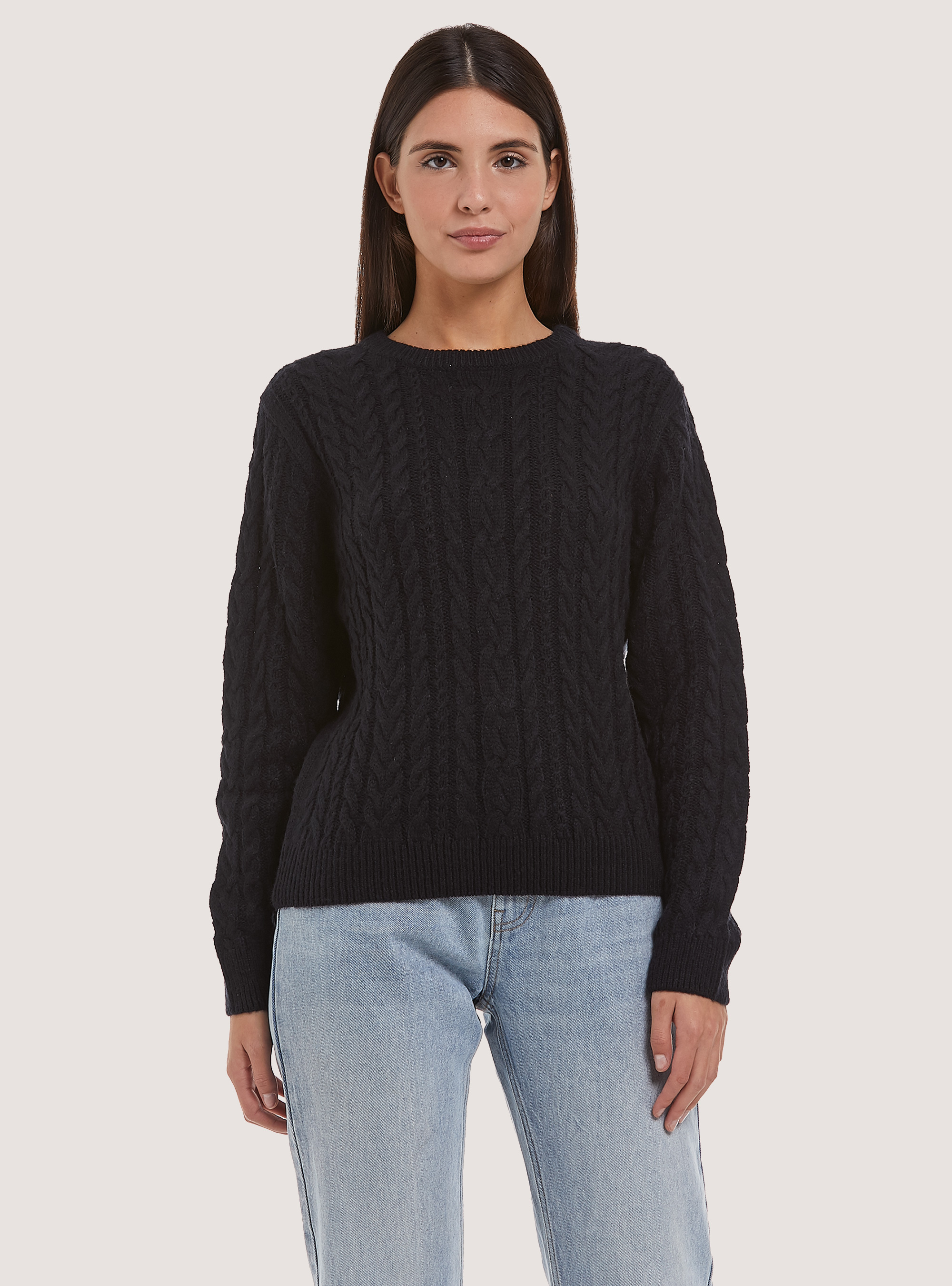 Pullover con trecce, NA1 NAVY DARK