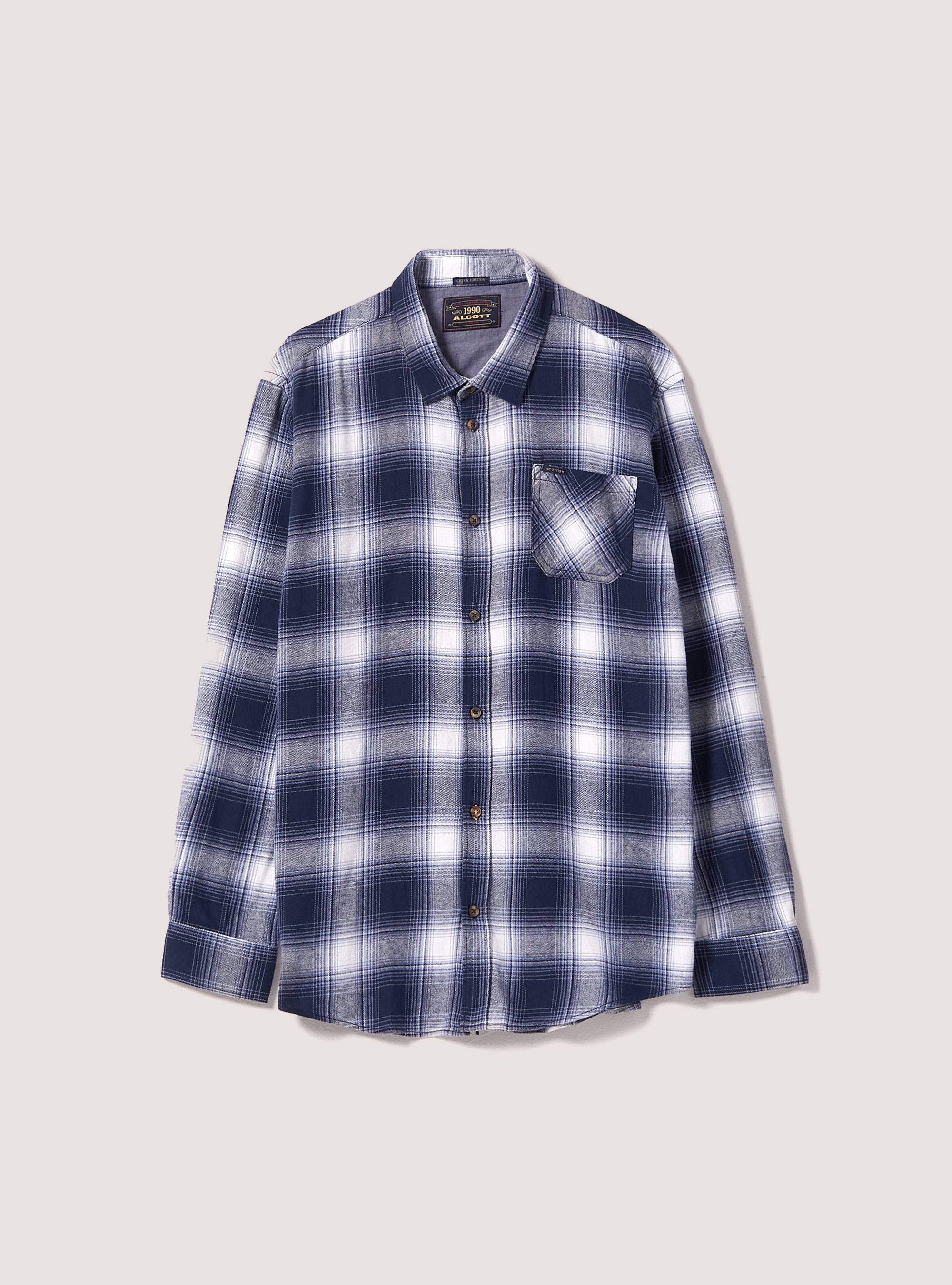 Checked Flannel Shirt, BL1 BLUE DARK