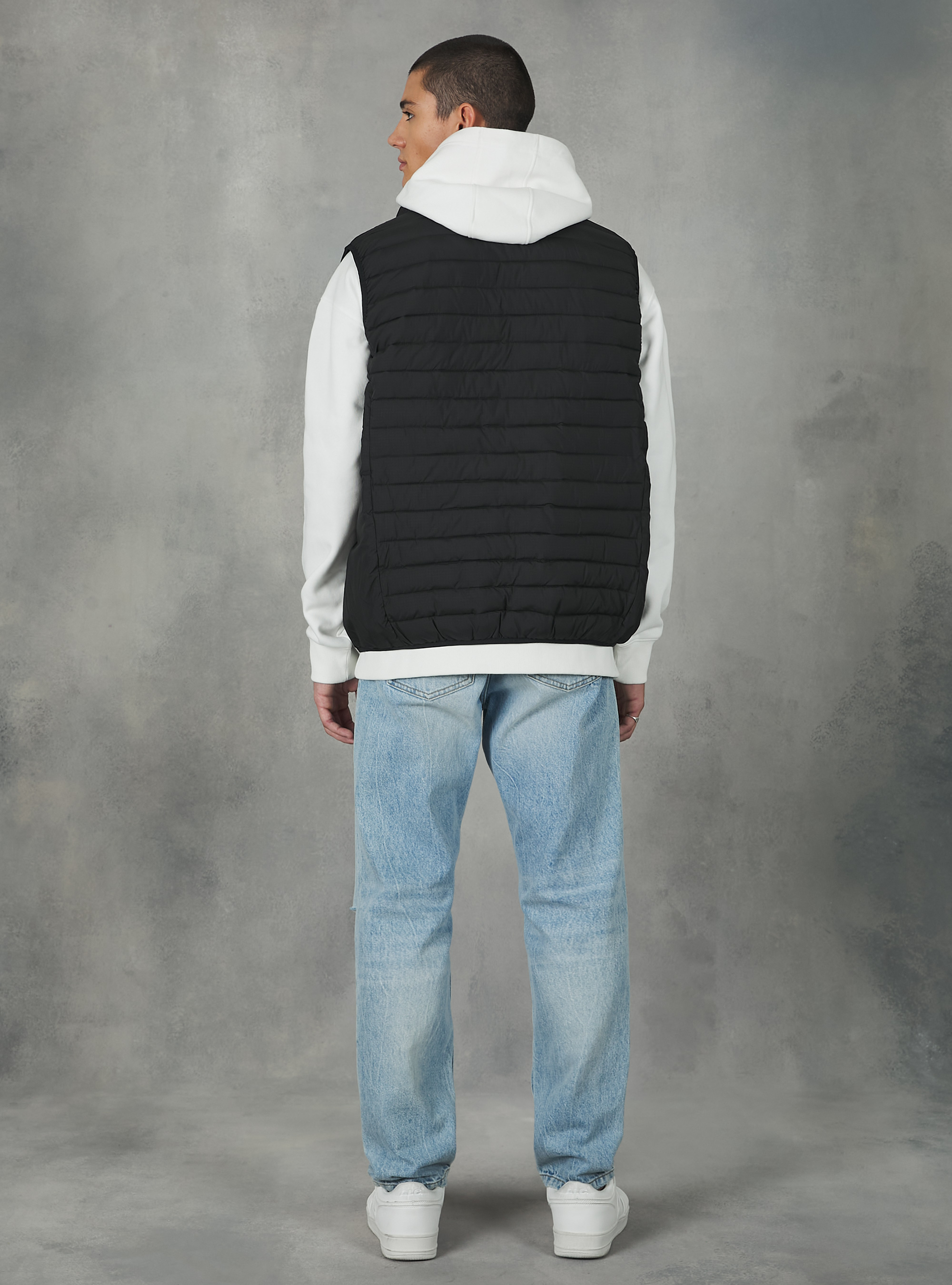 Padded sleeve jacket with contrasting zip, BK1 BLACK