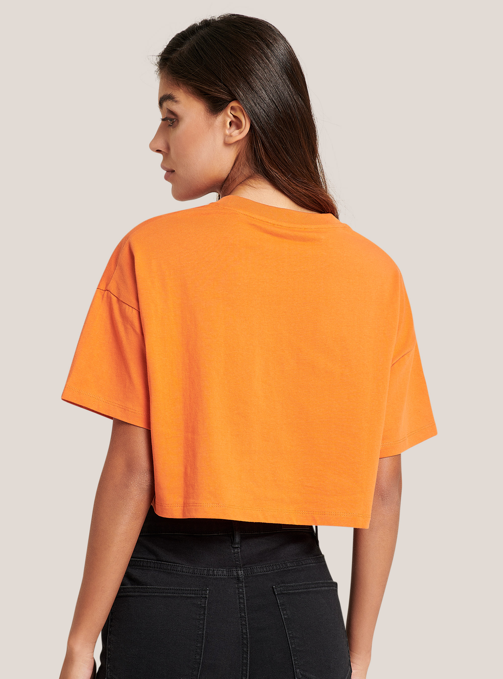 Cotton Halloween cropped t-shirt, C3318 ORANGE