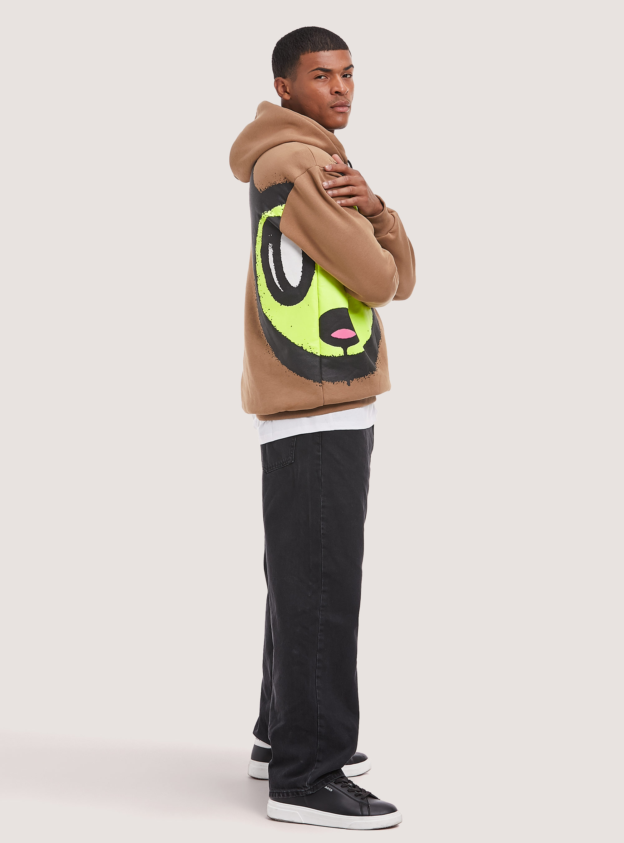 Sweatshirt with Smile Collection print, BG1 BEIGE DARK