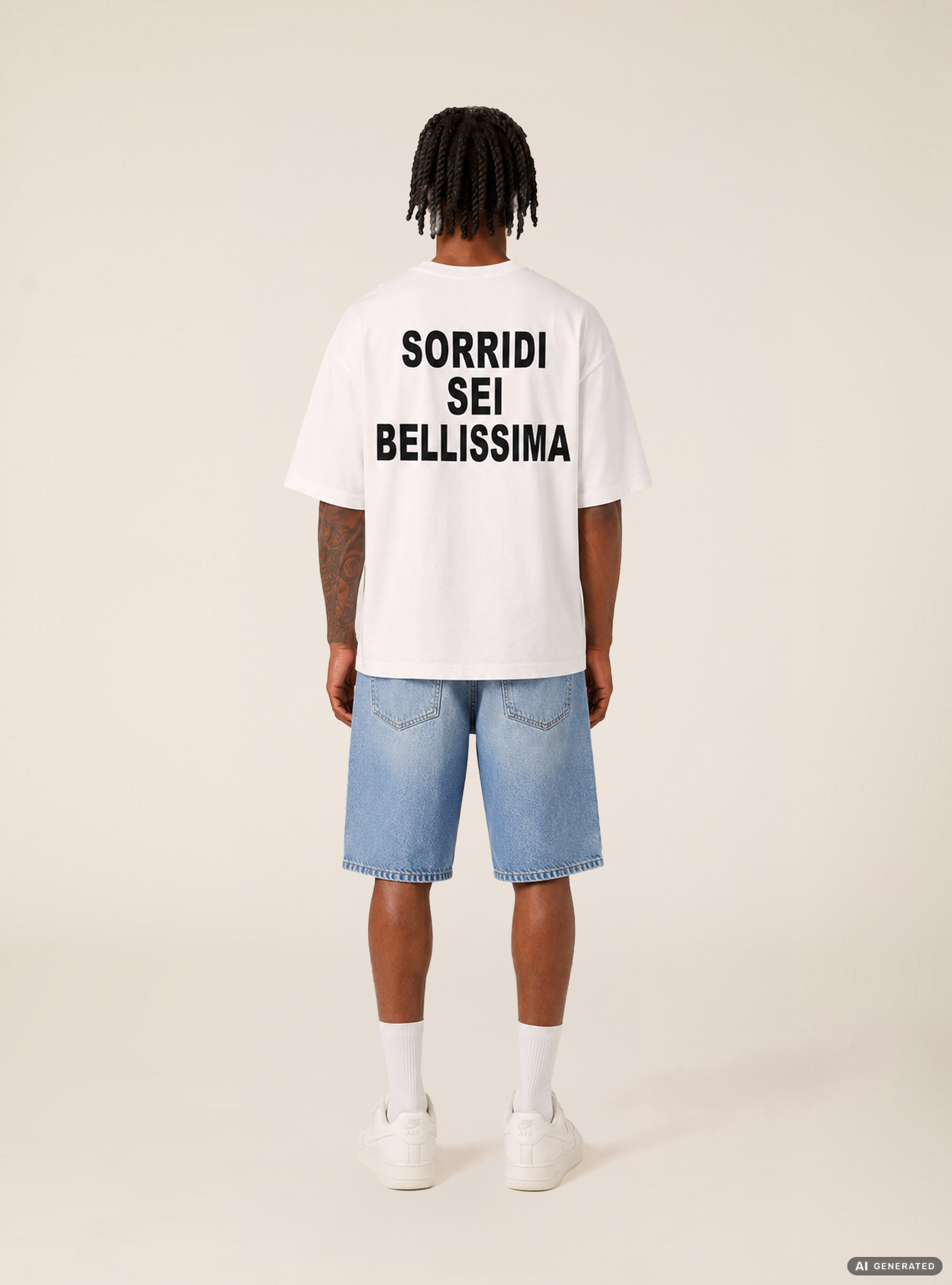 T-shirt  stampa sorridi sei bellissima, OFF WHITE