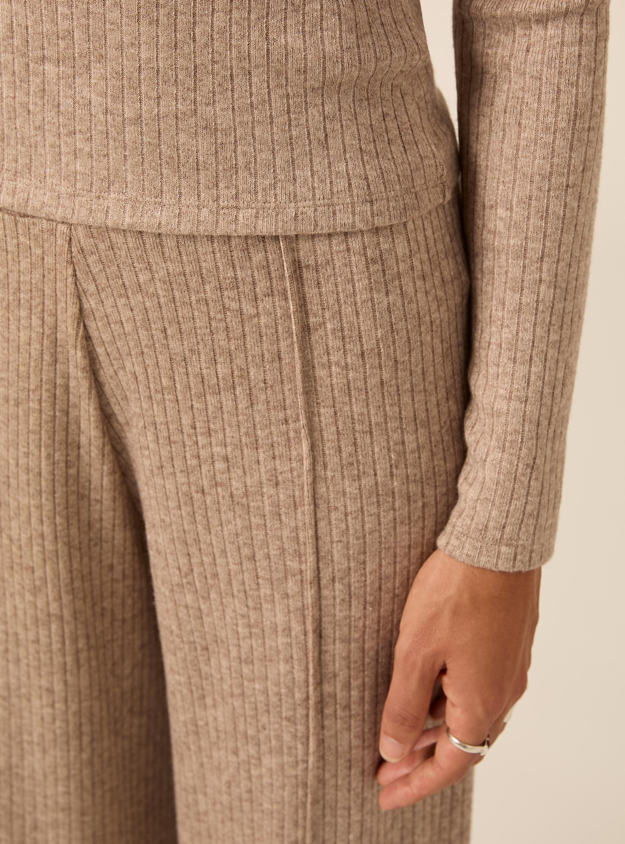 Pantaloni ampi a coste, MBG2 BEIGE MEL MED