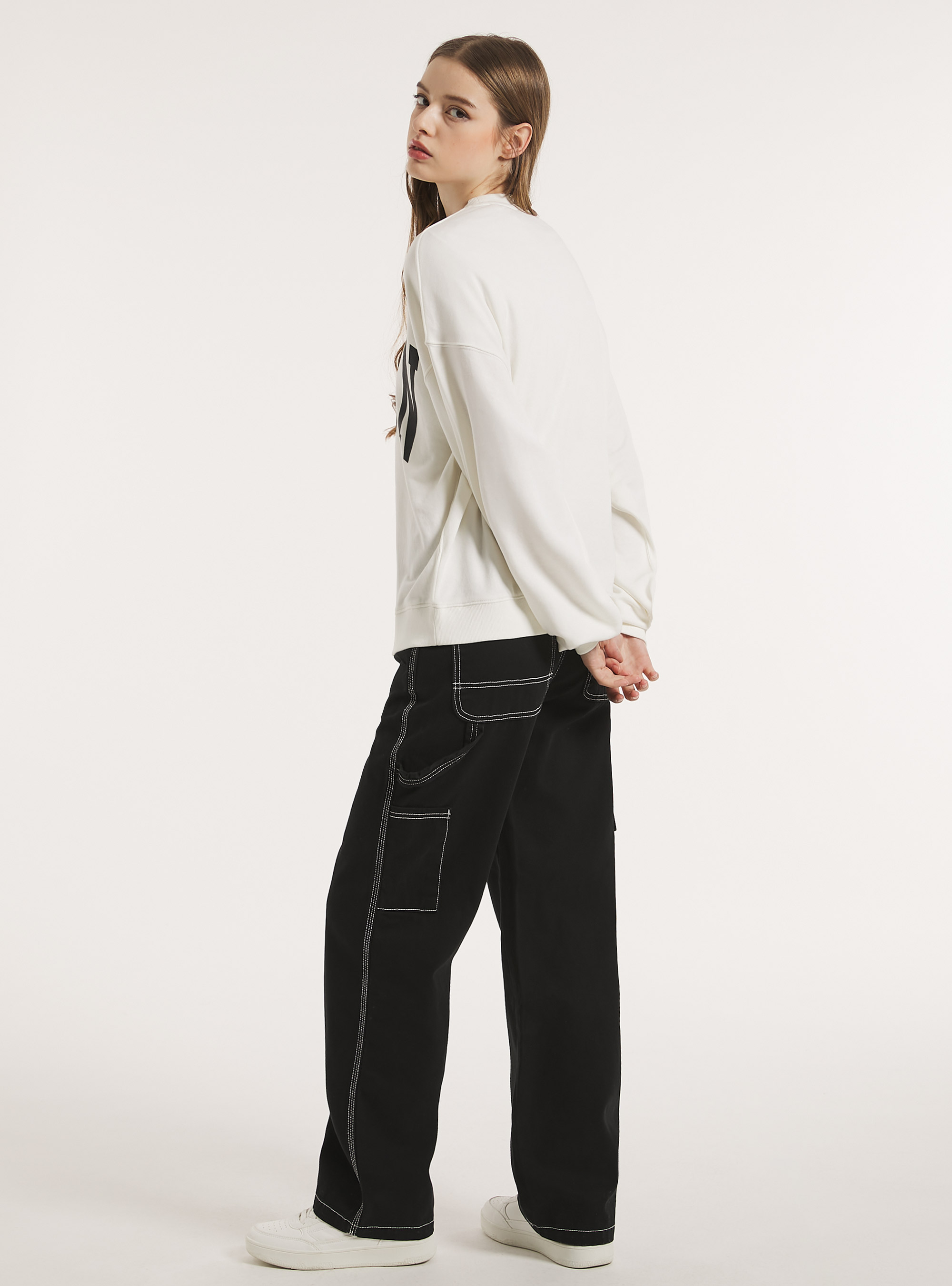 Oversized sweatshirt with print, WH2 WHITE