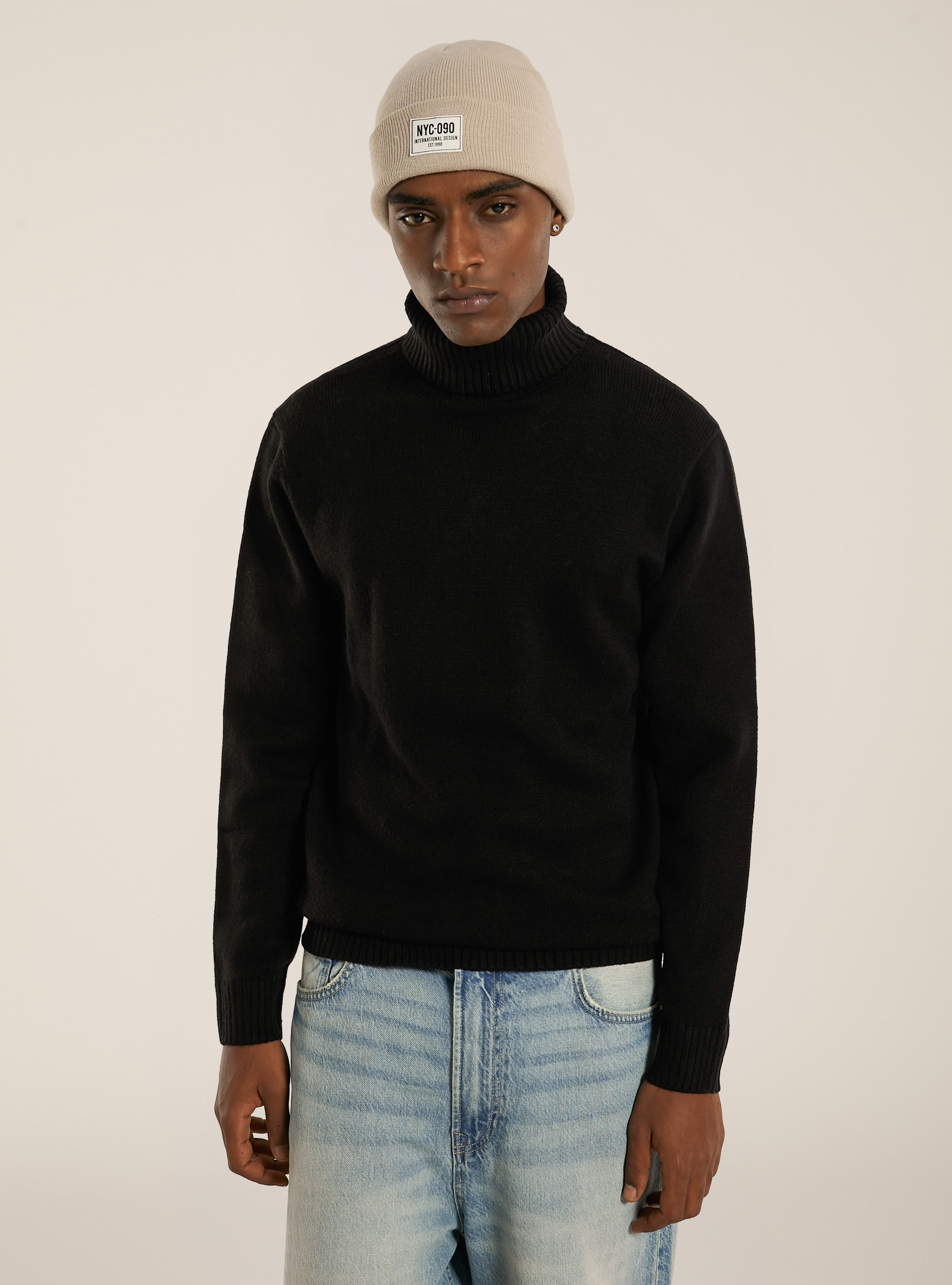 Maglione collo alto, BK1 BLACK