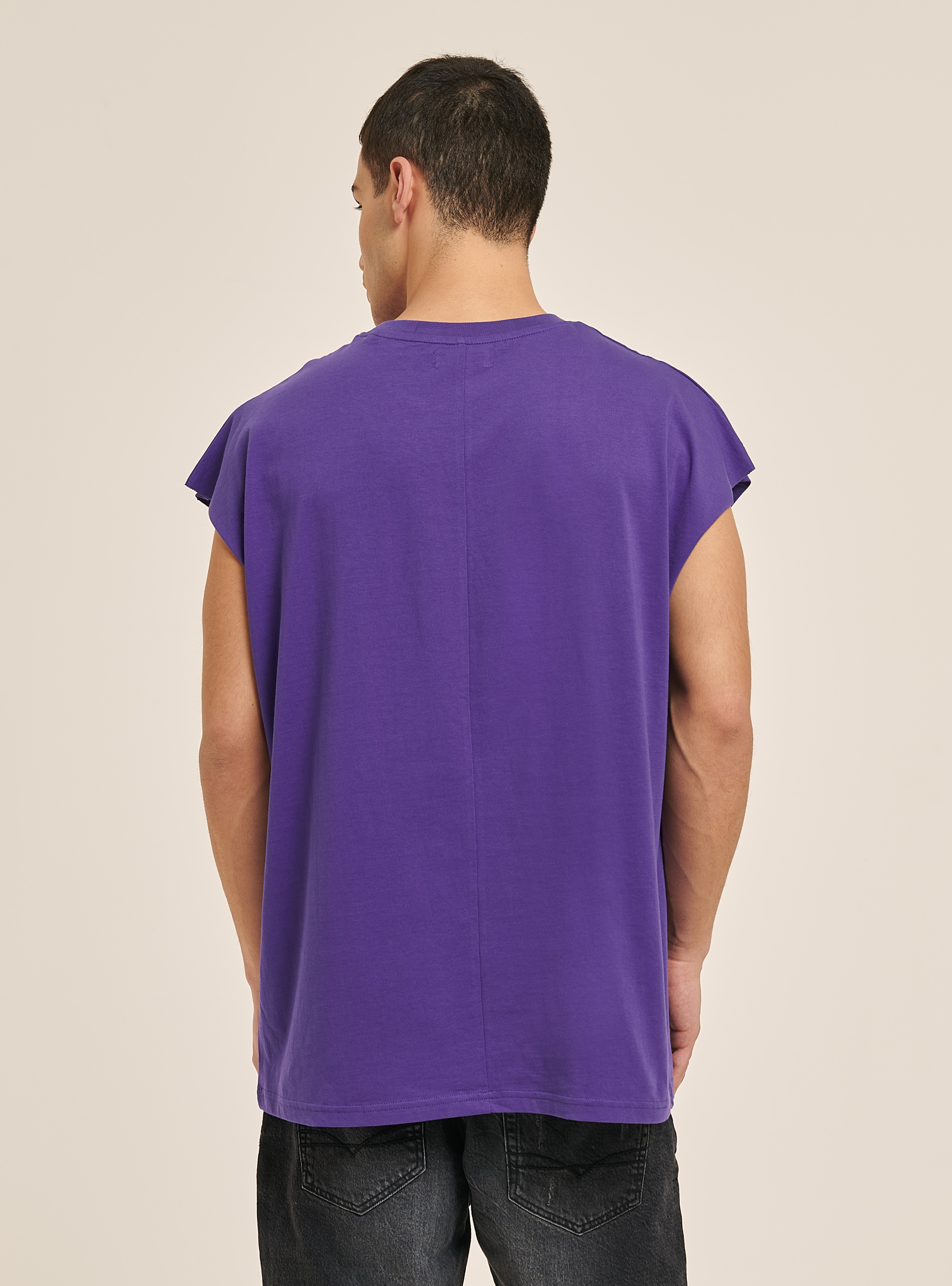 Oversized cotton tank top, C4417 PURPLE