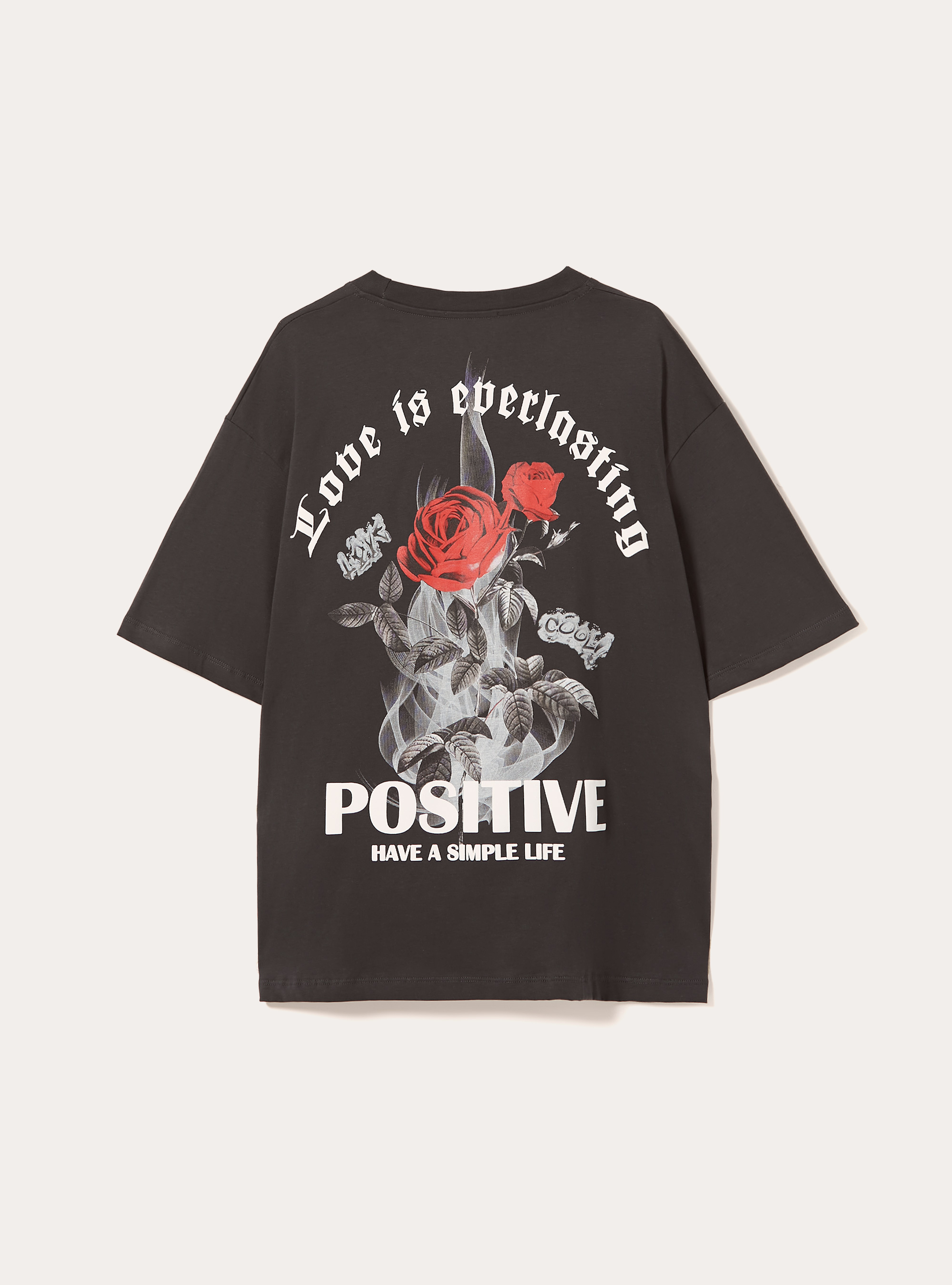 Boxy fit t-shirt with POP STATEMENT print, GY1 GREY DARK