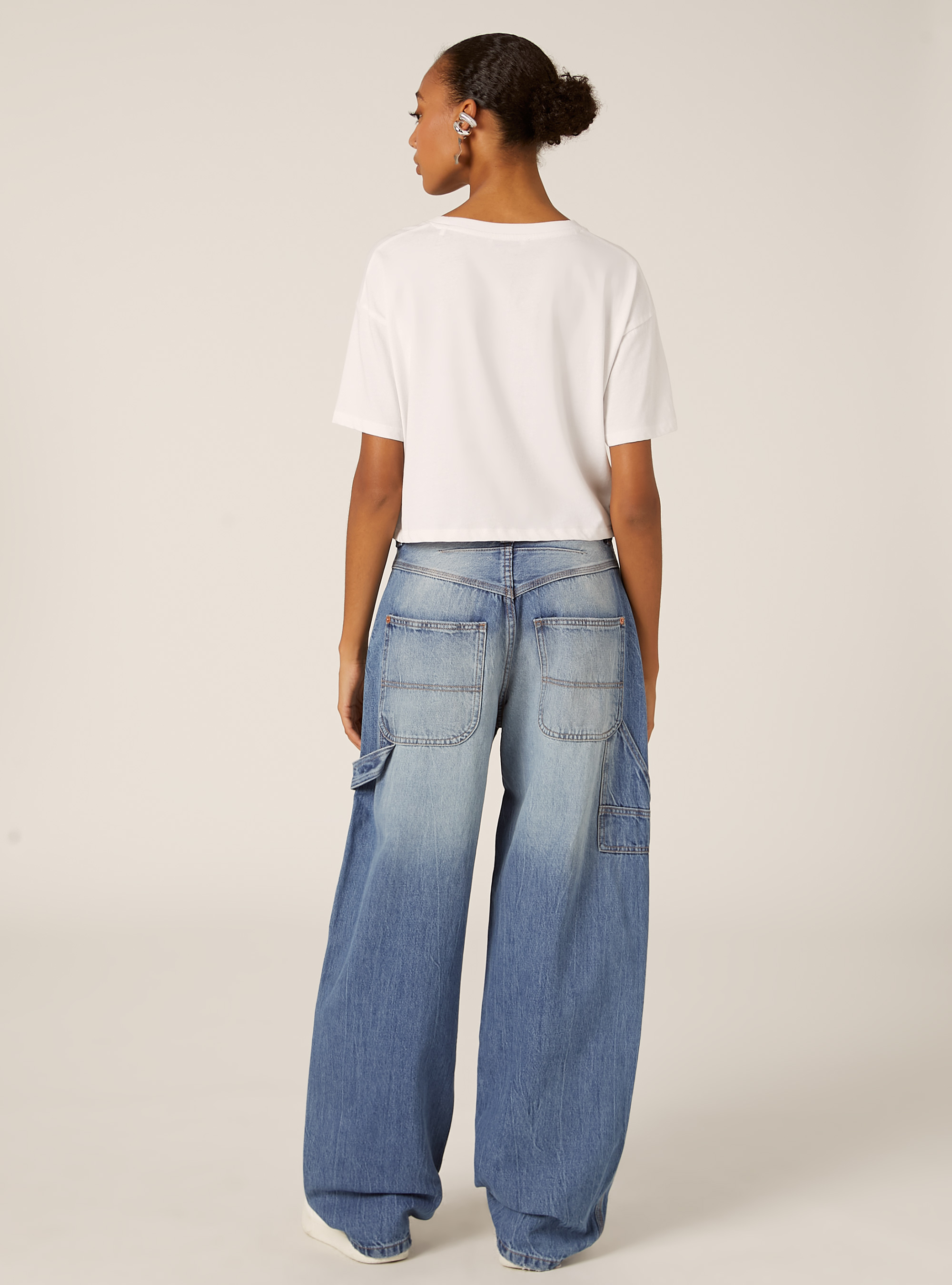 Vaqueros carpenter balloon con cintura ajustable, D006 AZURE