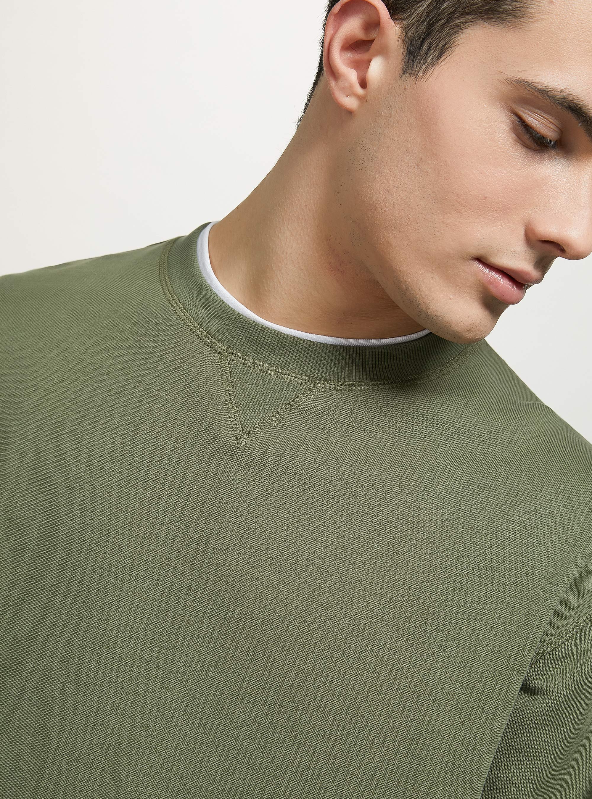 Plain-coloured crew-neck sweatshirt, KY2 KAKY MEDIUM