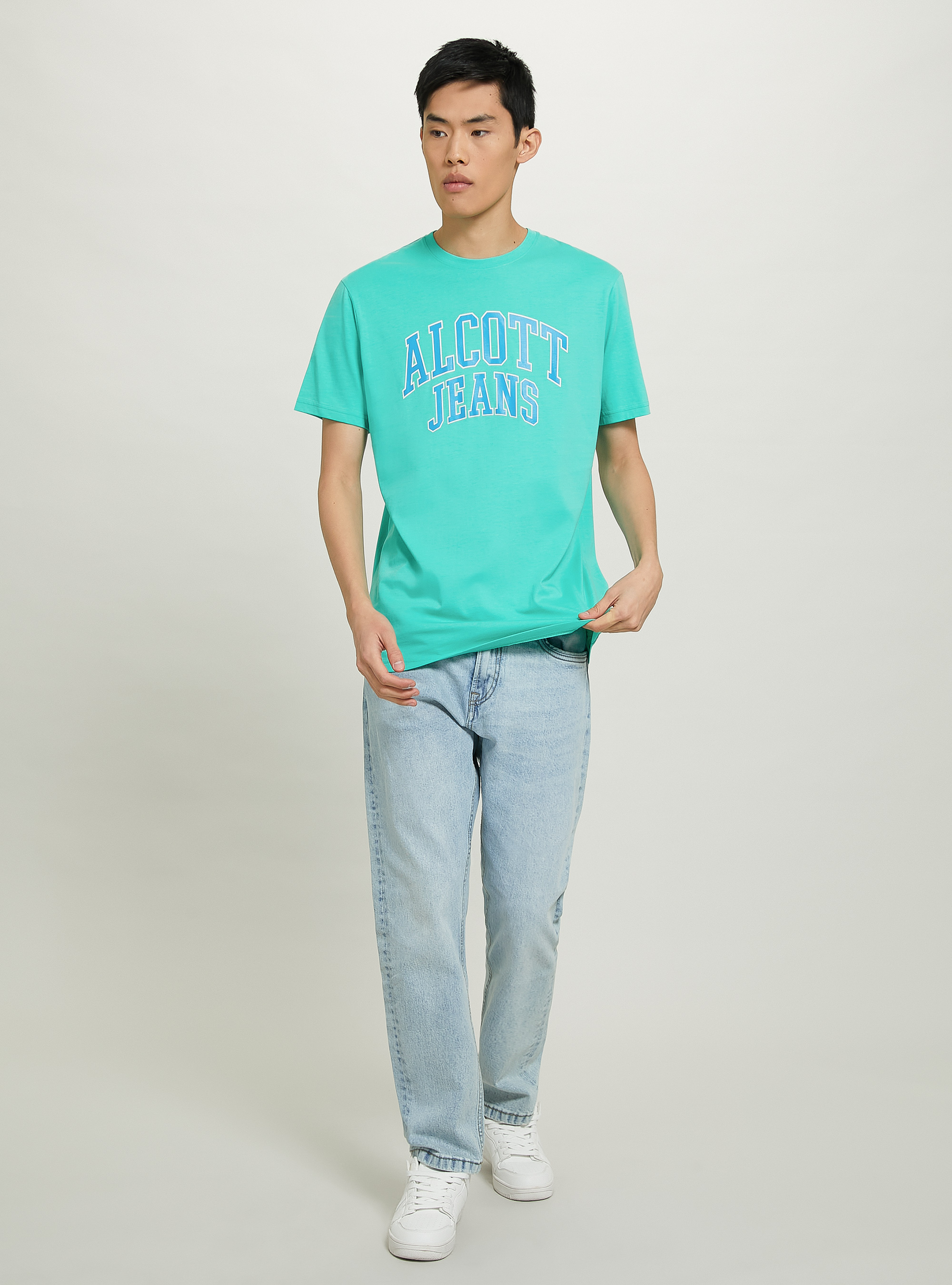 Baumwoll-T-Shirt mit Aufdruck, C0683 LIGHT GREEN