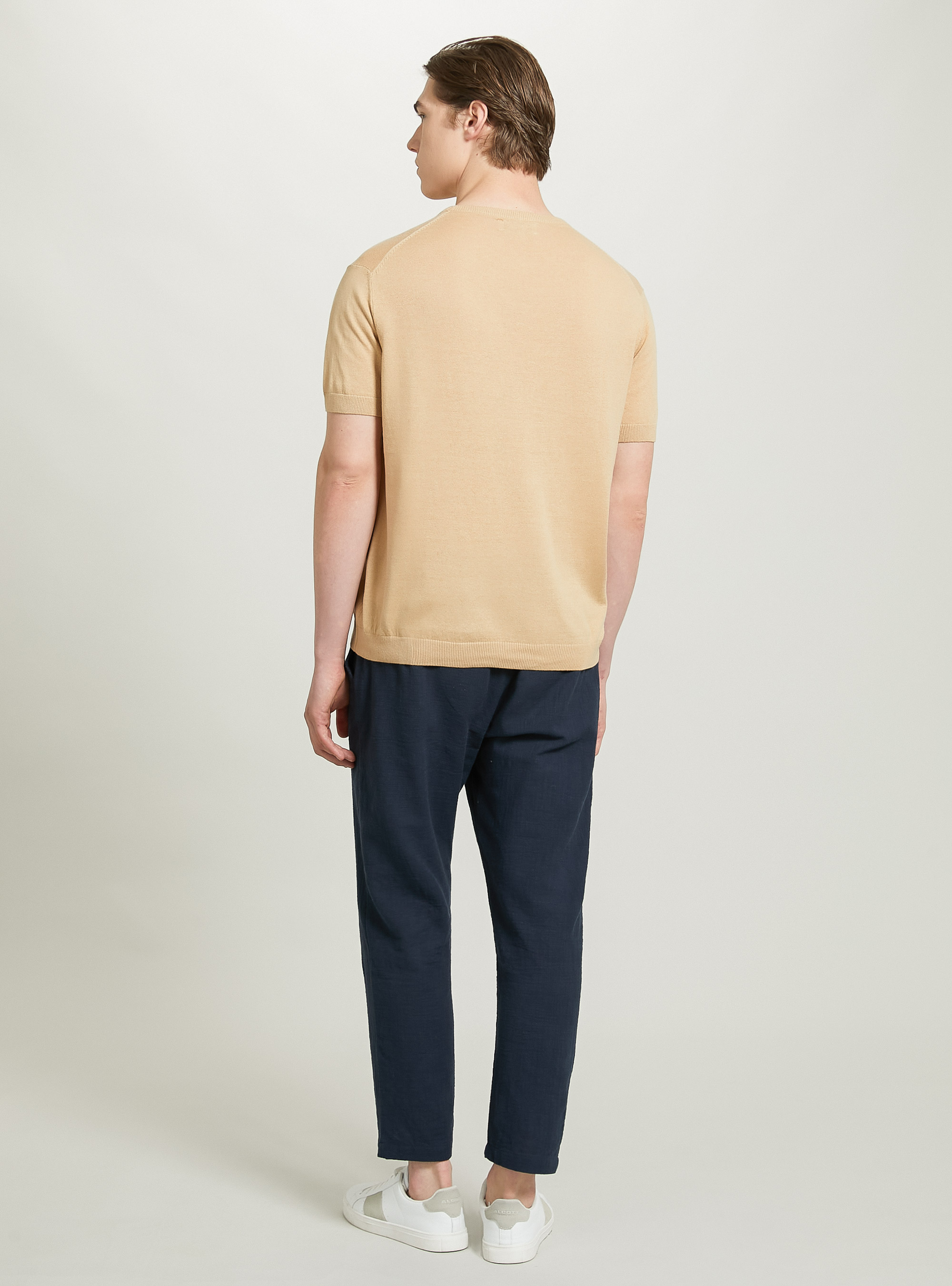 Short-sleeved cotton pullover, BG3 BEIGE LIGHT