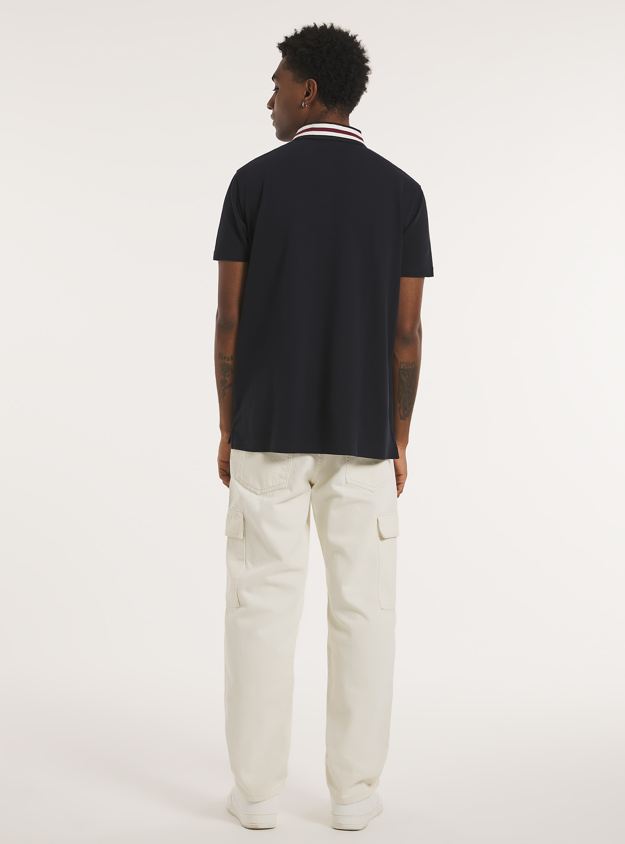 Polo de algod&oacute;n con bordado, AZUL MARINO