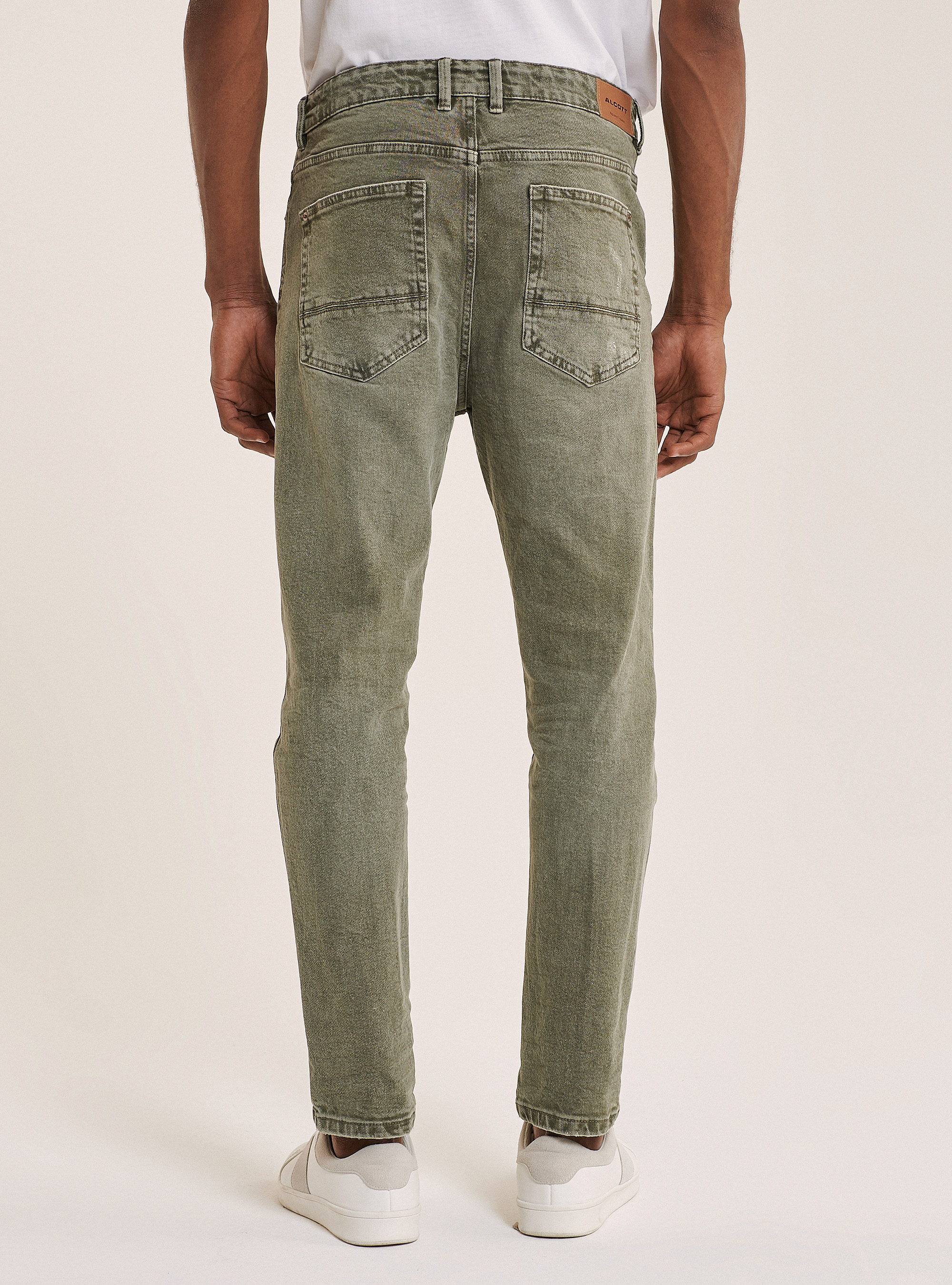 Stretch twill cotton trousers, KAKI