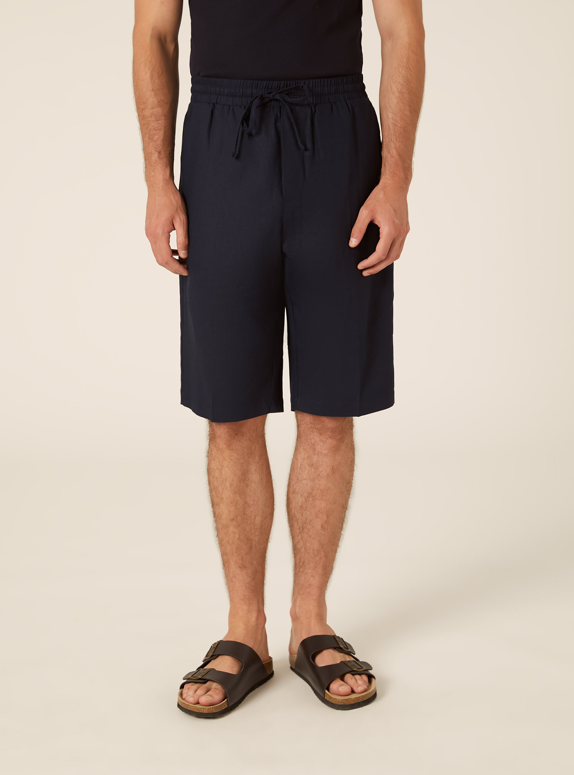 Bermuda in misto lino, NA1 NAVY DARK