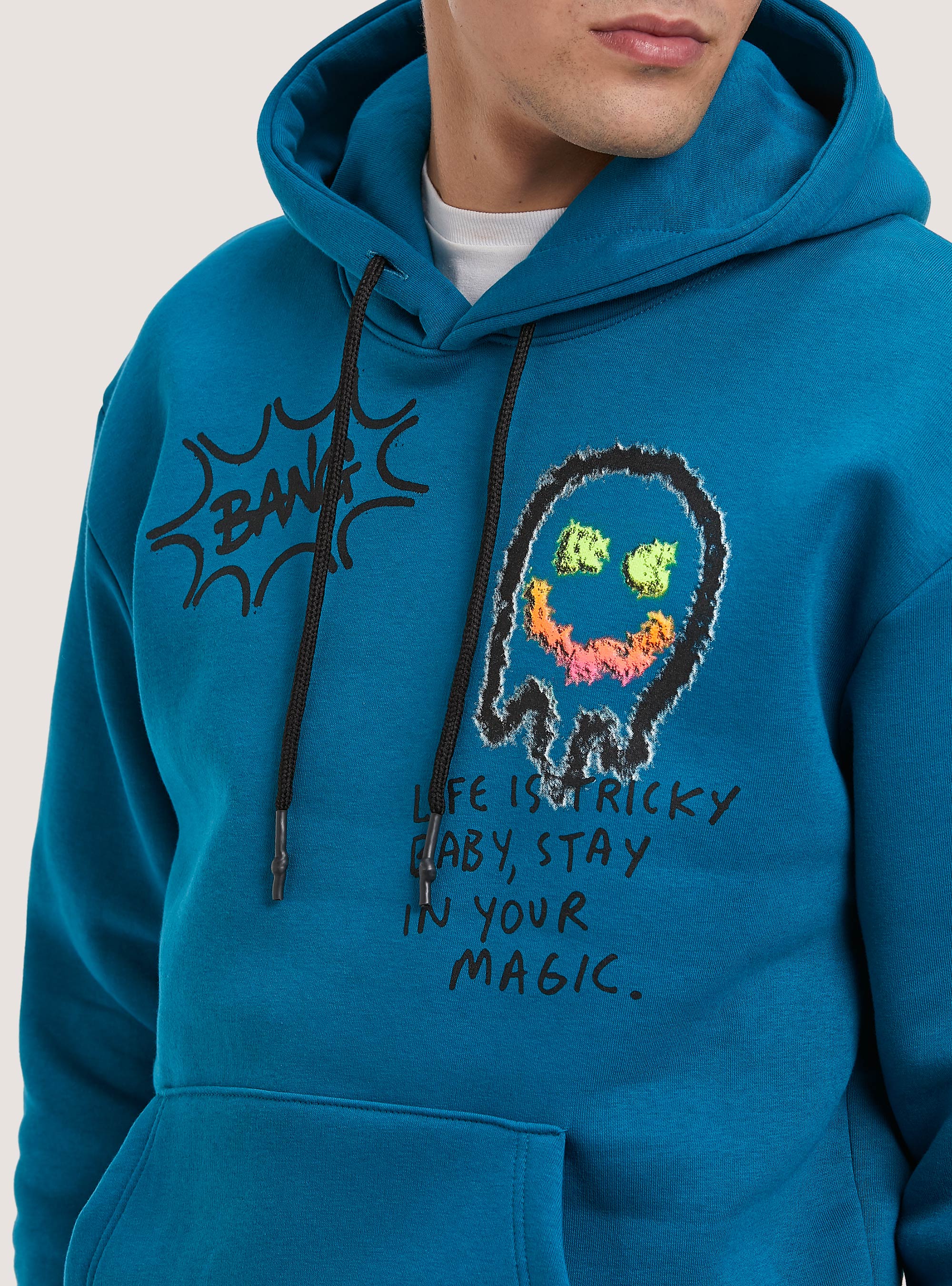 Sweatshirt with Smile Collection print, OB1 BLUE OIL DARK