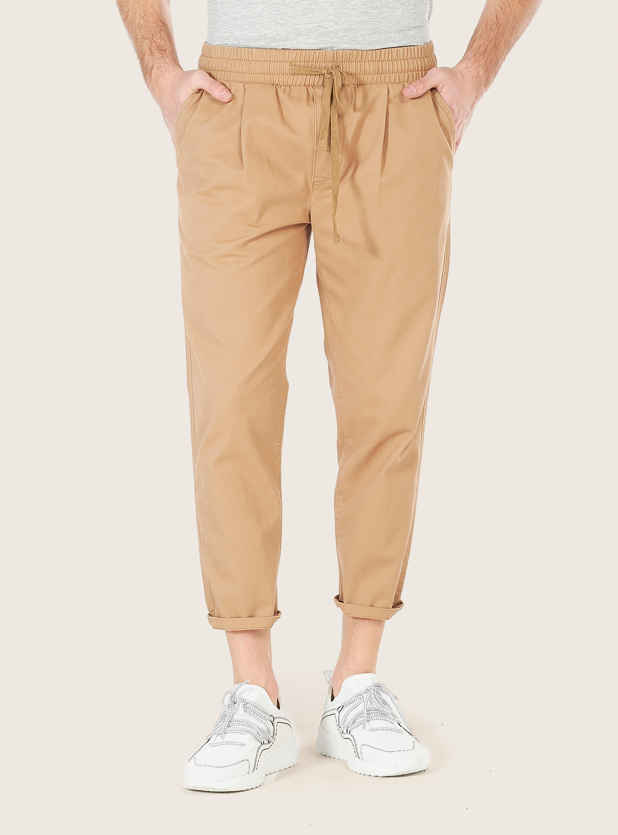 Pantaloni jogger in cotone twill, C536 TOBACCO