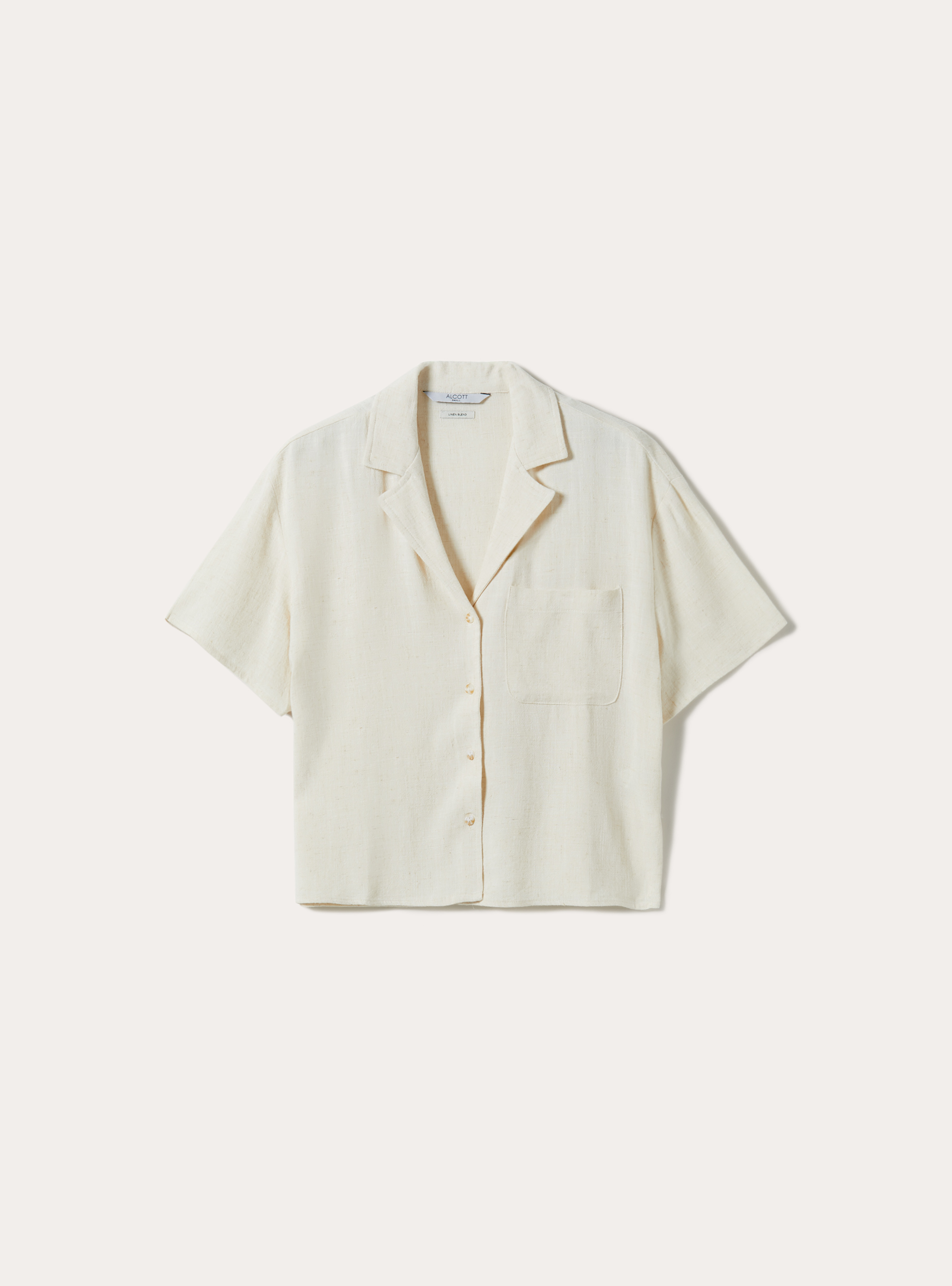 Linen blend cropped shirt, MBG3 BEIGE MEL LIGHT