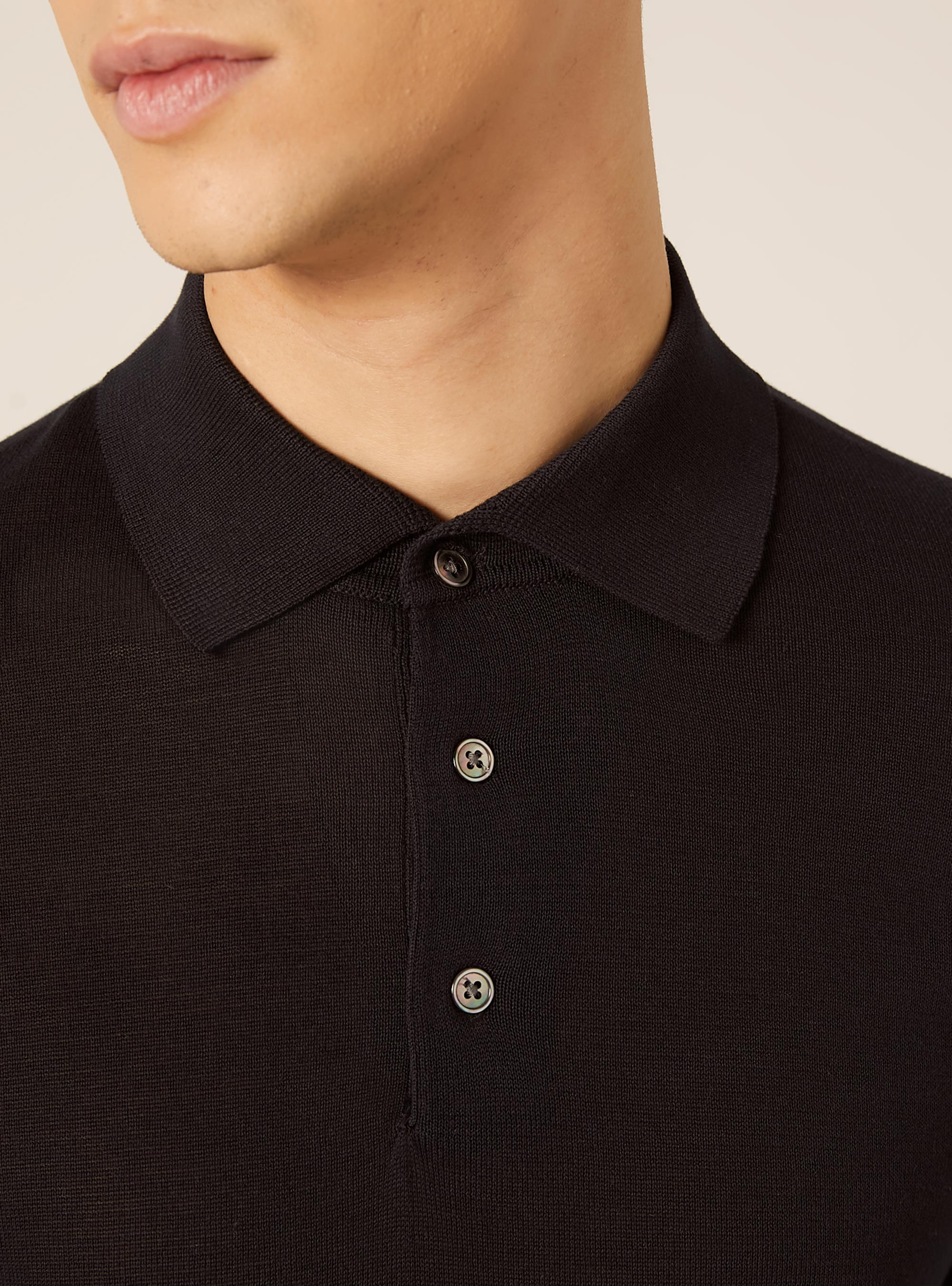 Long-sleeved cotton polo shirt, NA1 NAVY DARK