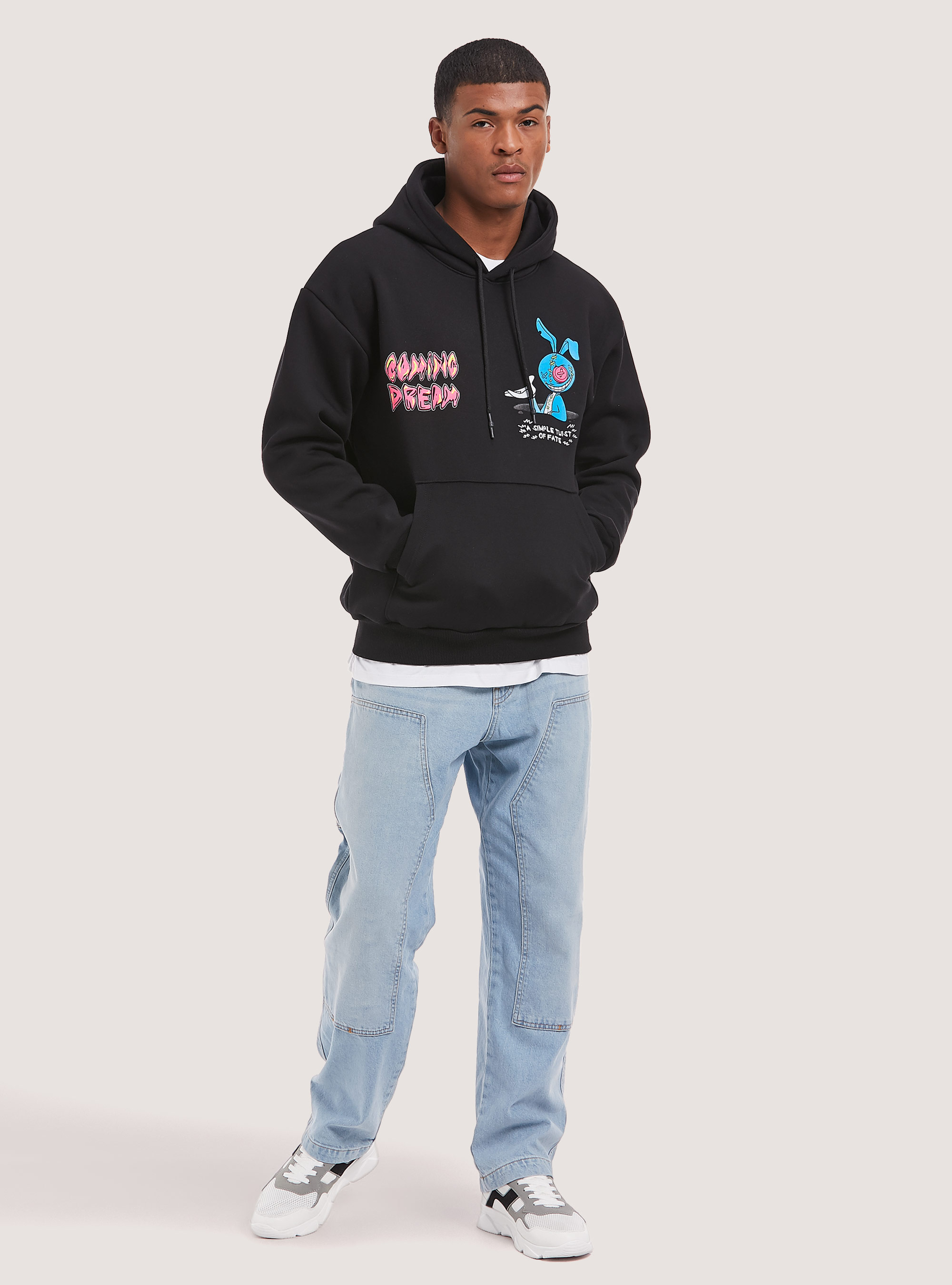 Sweatshirt with Smile Collection print, BK1 BLACK