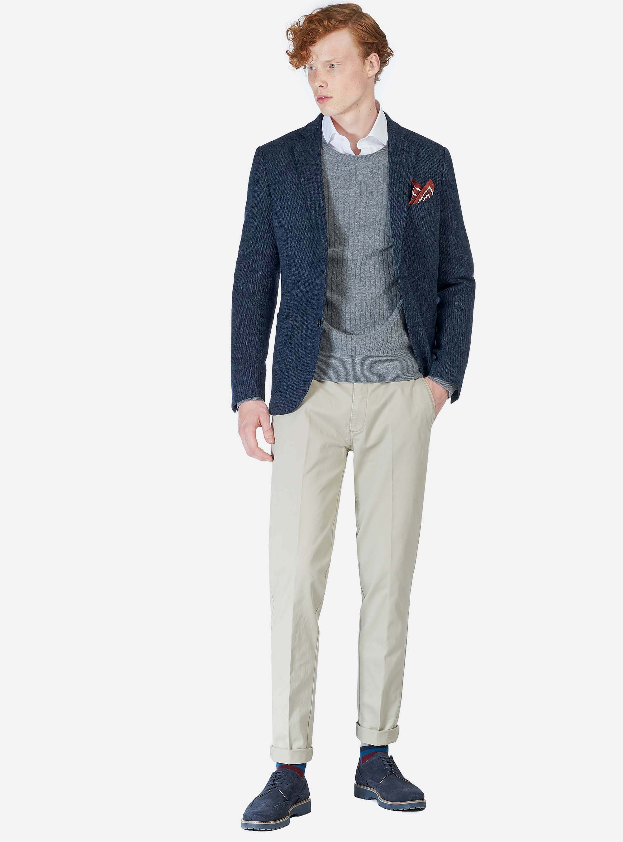 Veste col mao, C2254 BLUE