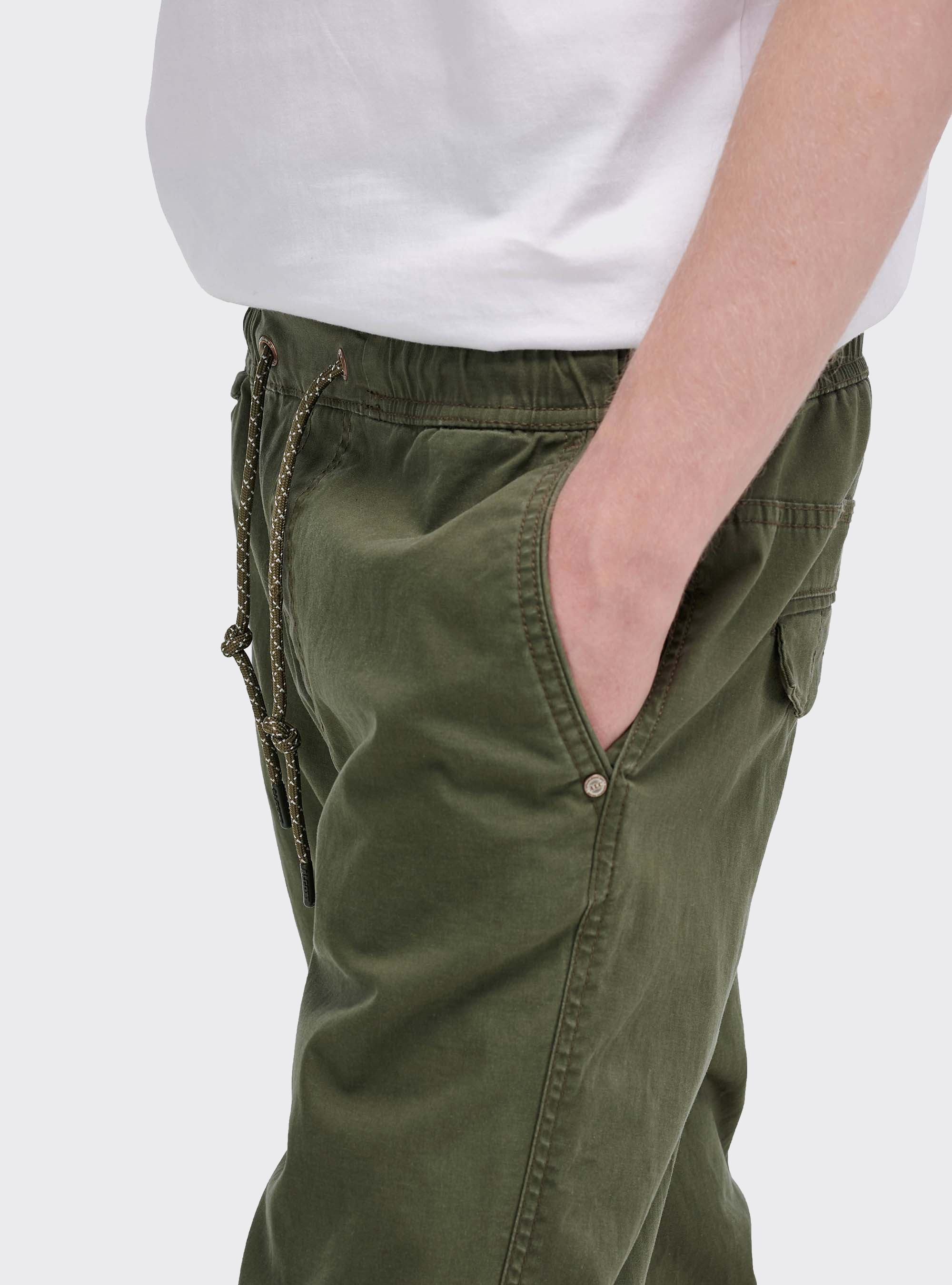 Pantalon de jogging en coton avec élastique et cordon, C6603 KAKY