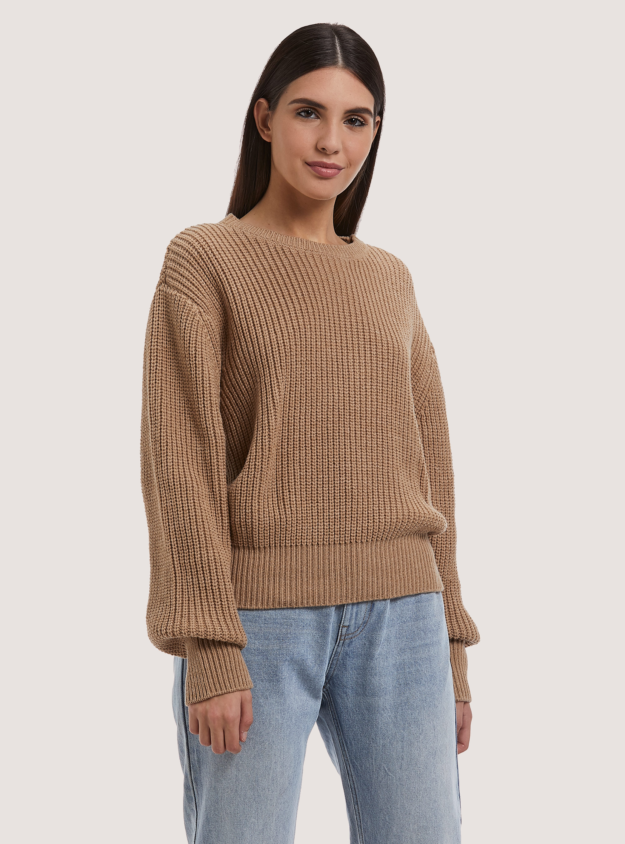 Pullover costa inglese comfort fit, C0511TOBACCO/C099WHITE