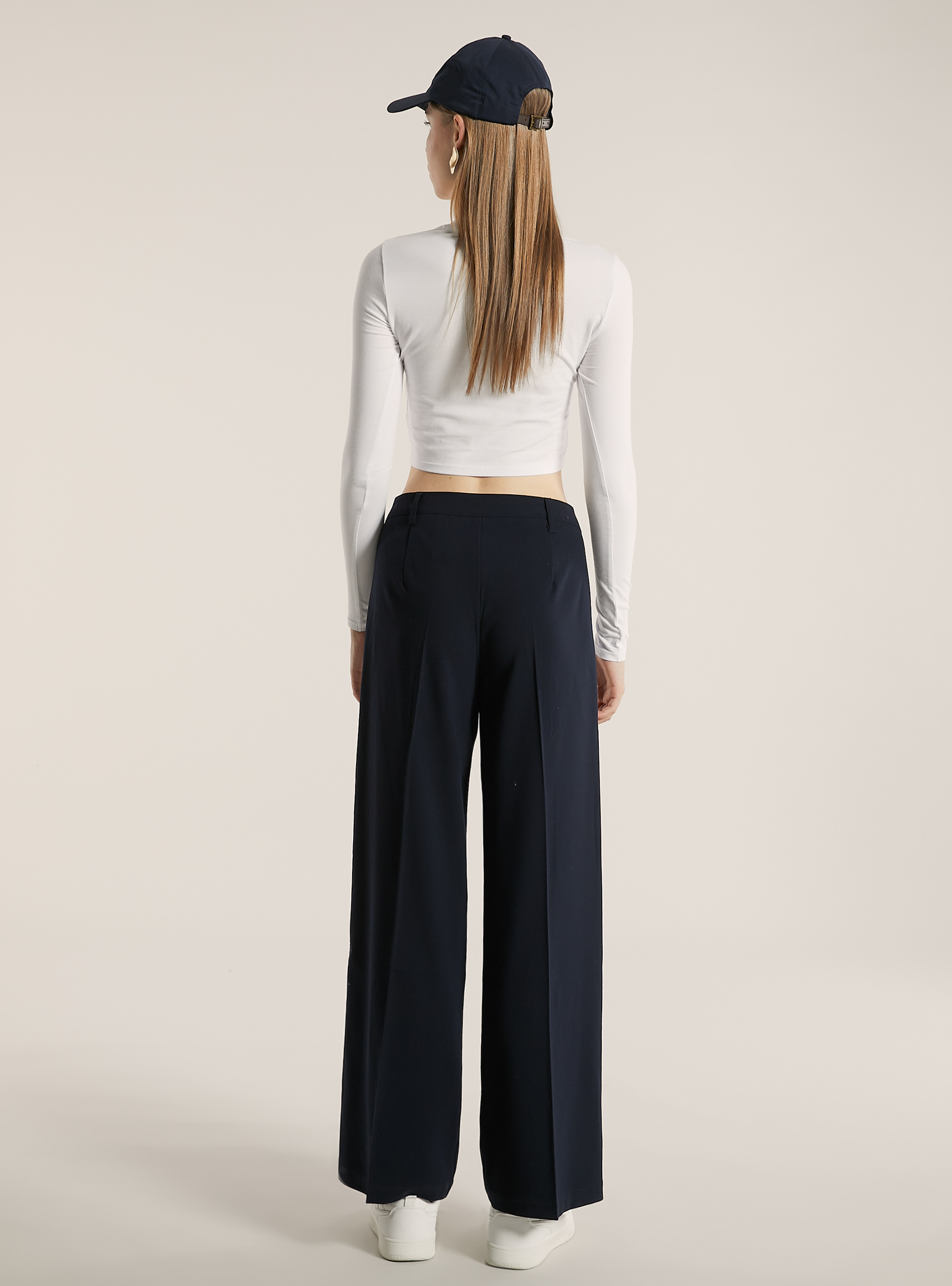 Straight leg wide leg tailored trousers, NA1 NAVY DARK