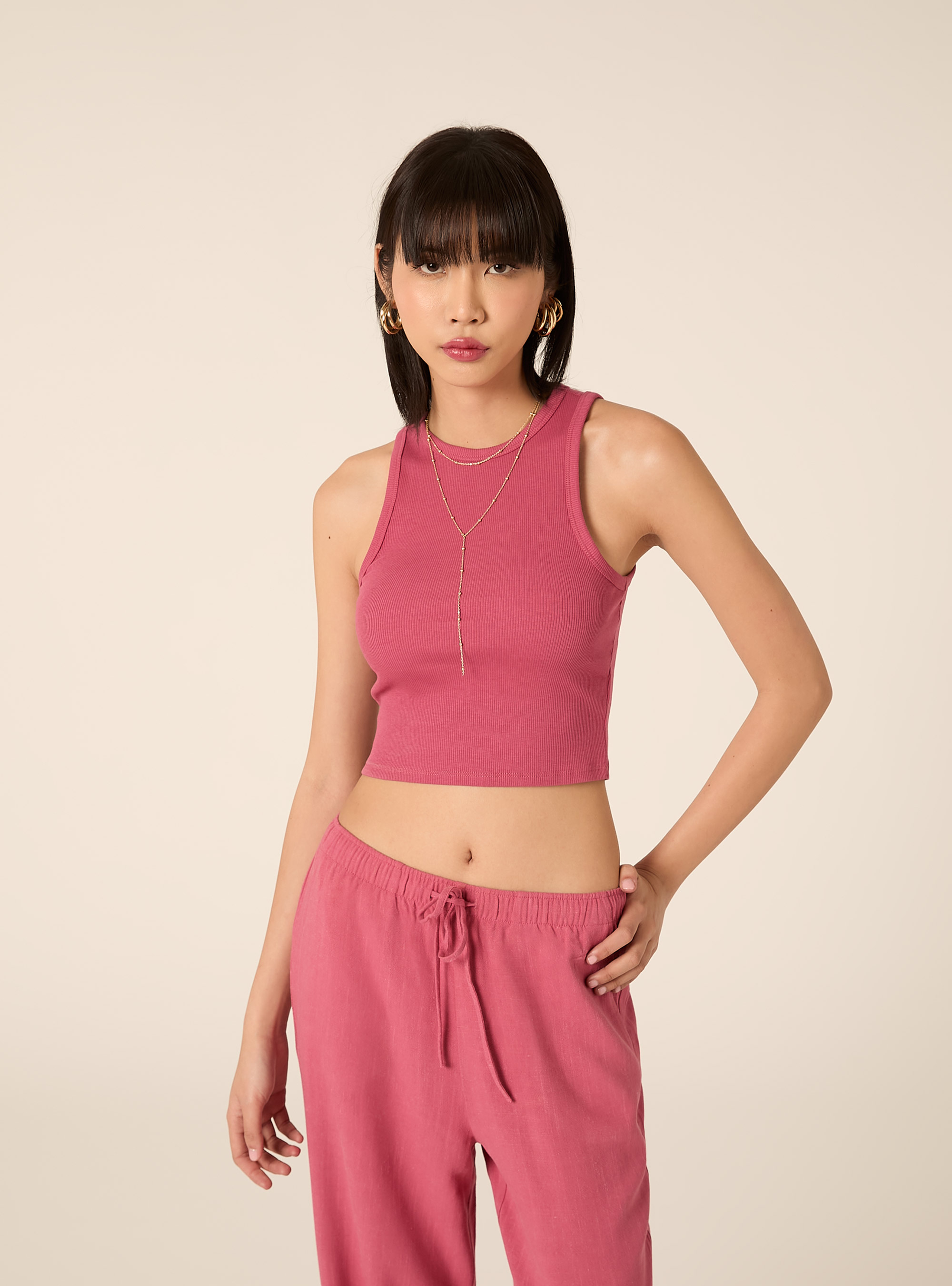 Canotta basic in cannete', PK1 PINK DARK