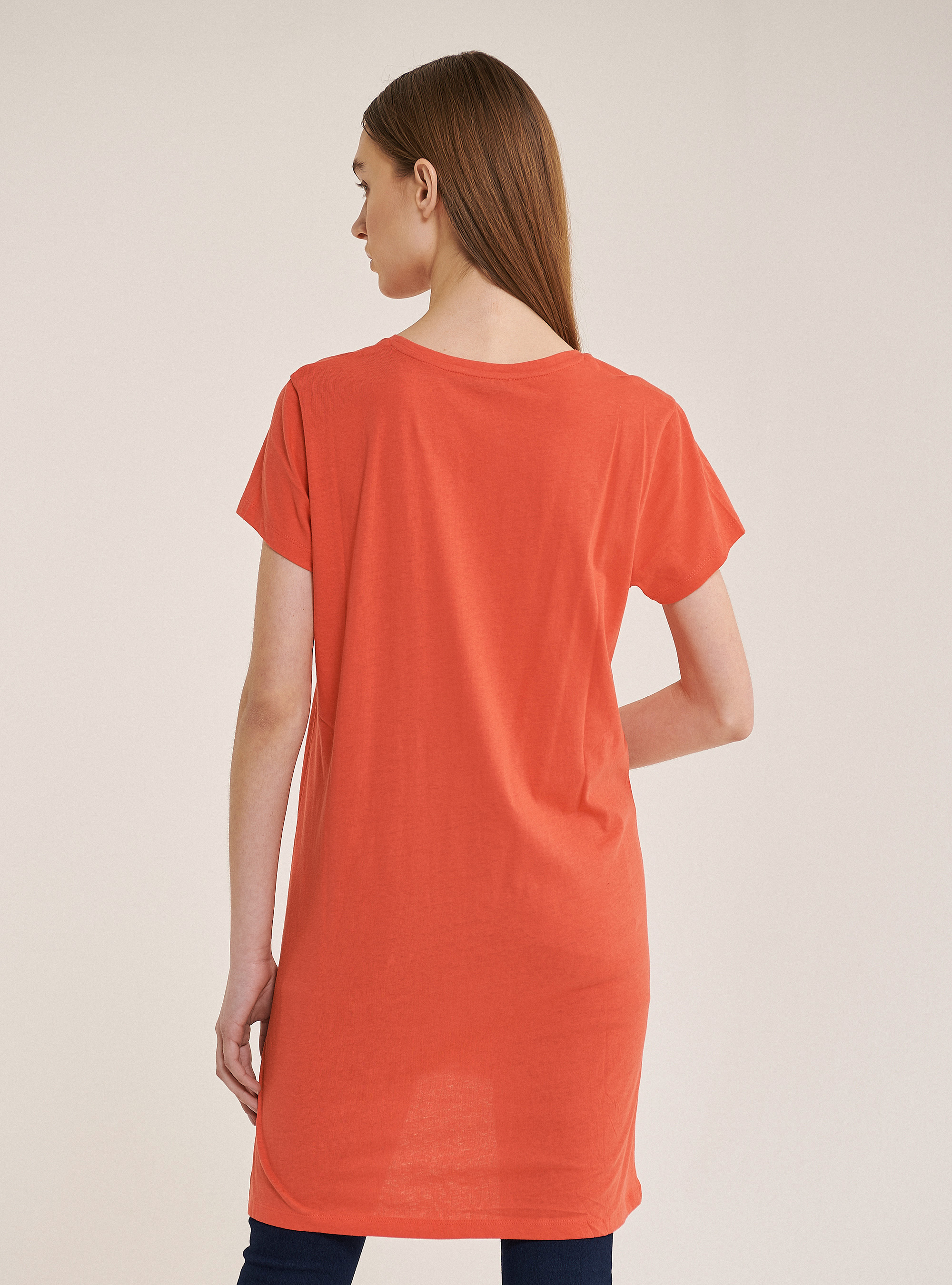 Einfarbigen oversize T-shirt aus Baumwolle, C3400 CORAL