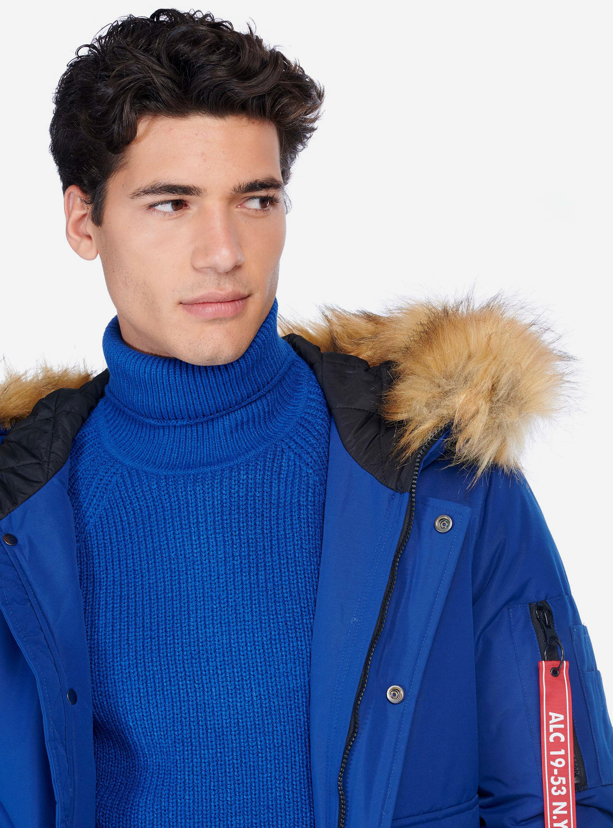 Giubbotto collo pelliccia, BLU ROYAL