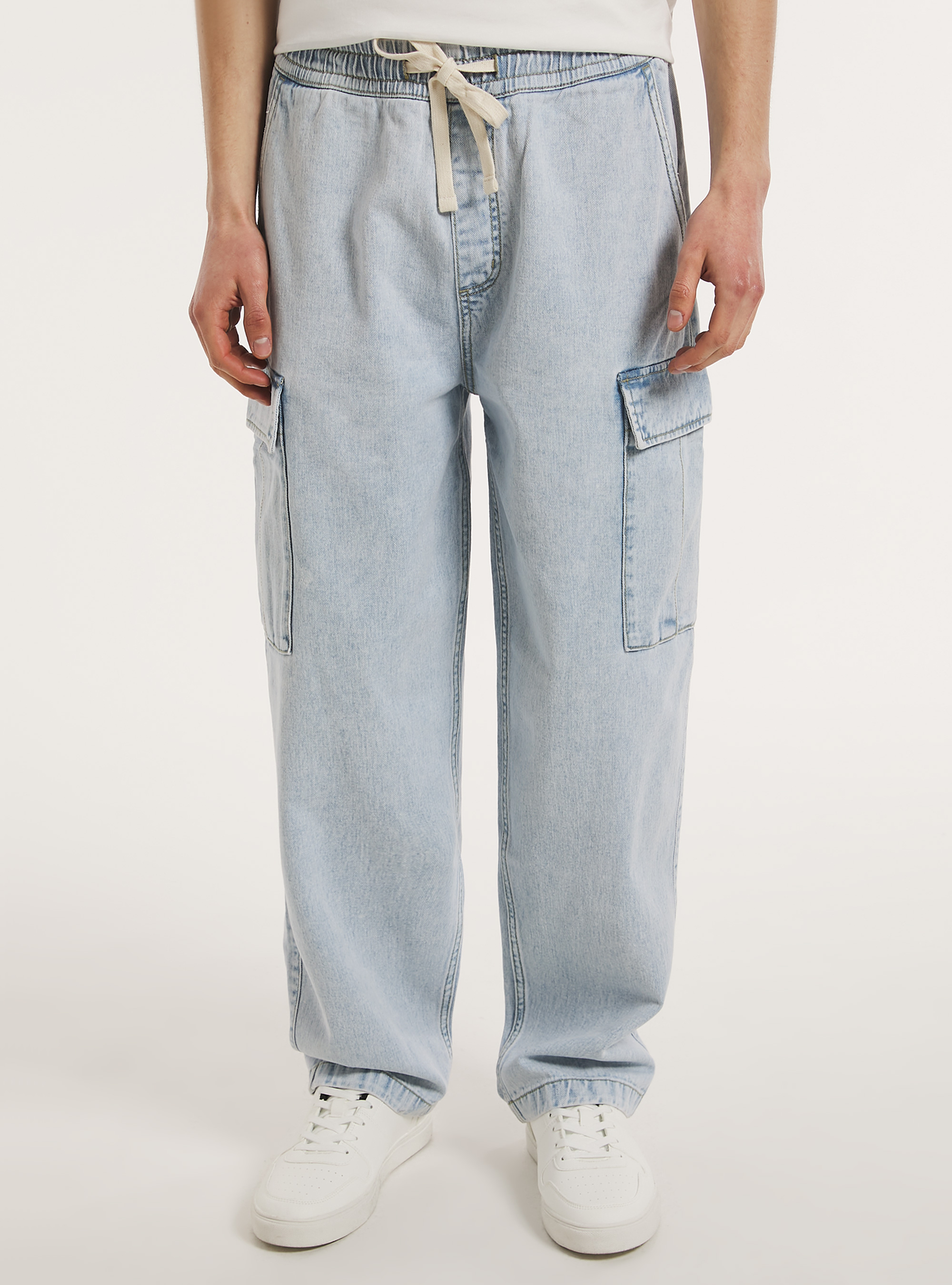 Cargo-Jogger aus Baggy Fit Denim, D006 AZURE