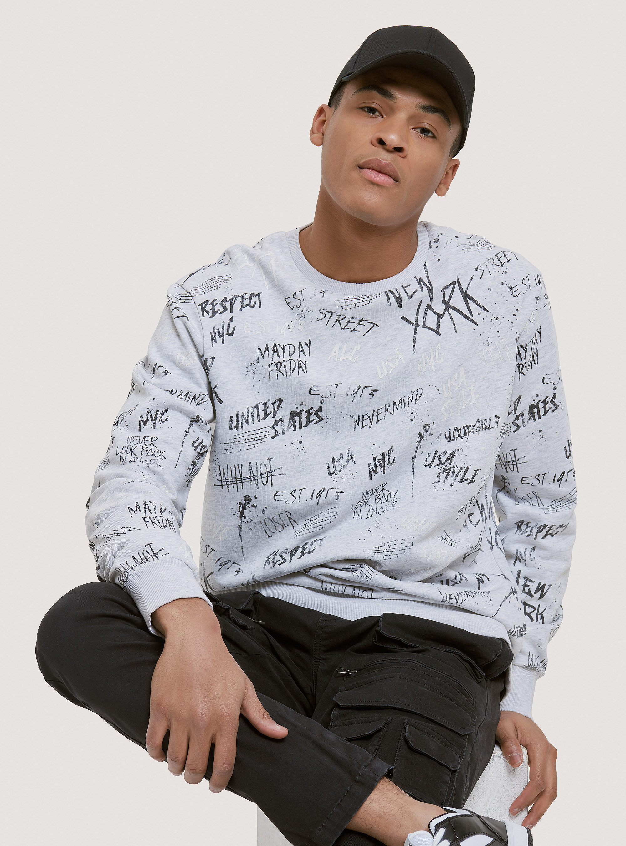 Felpa girocollo 100% cotone, C148 ICE MELANGE