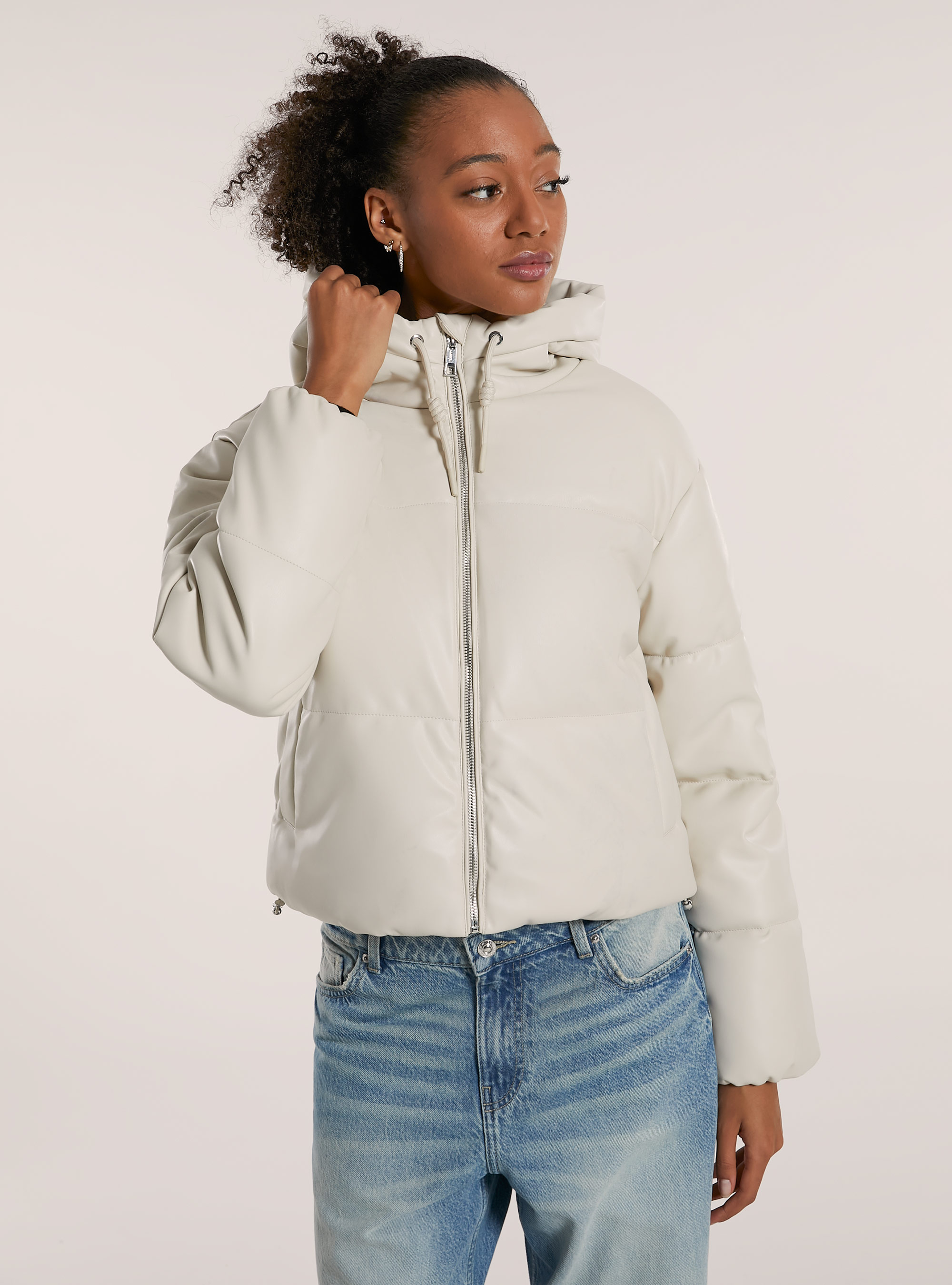 Giubbotto imbottito effetto pelle, WH2 WHITE